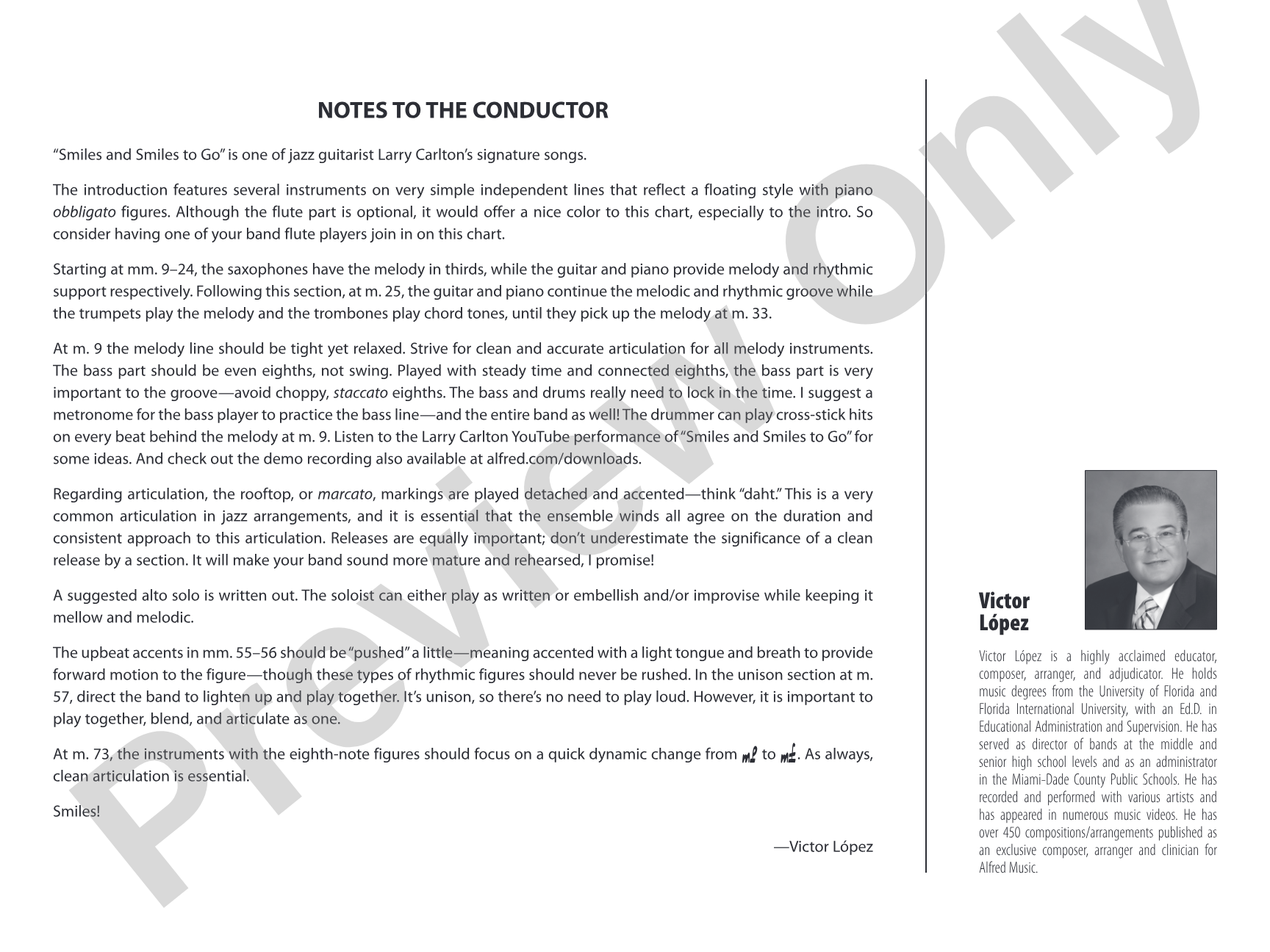 Smiles and Smiles to Go: Jazz Ensemble Conductor Score & Parts