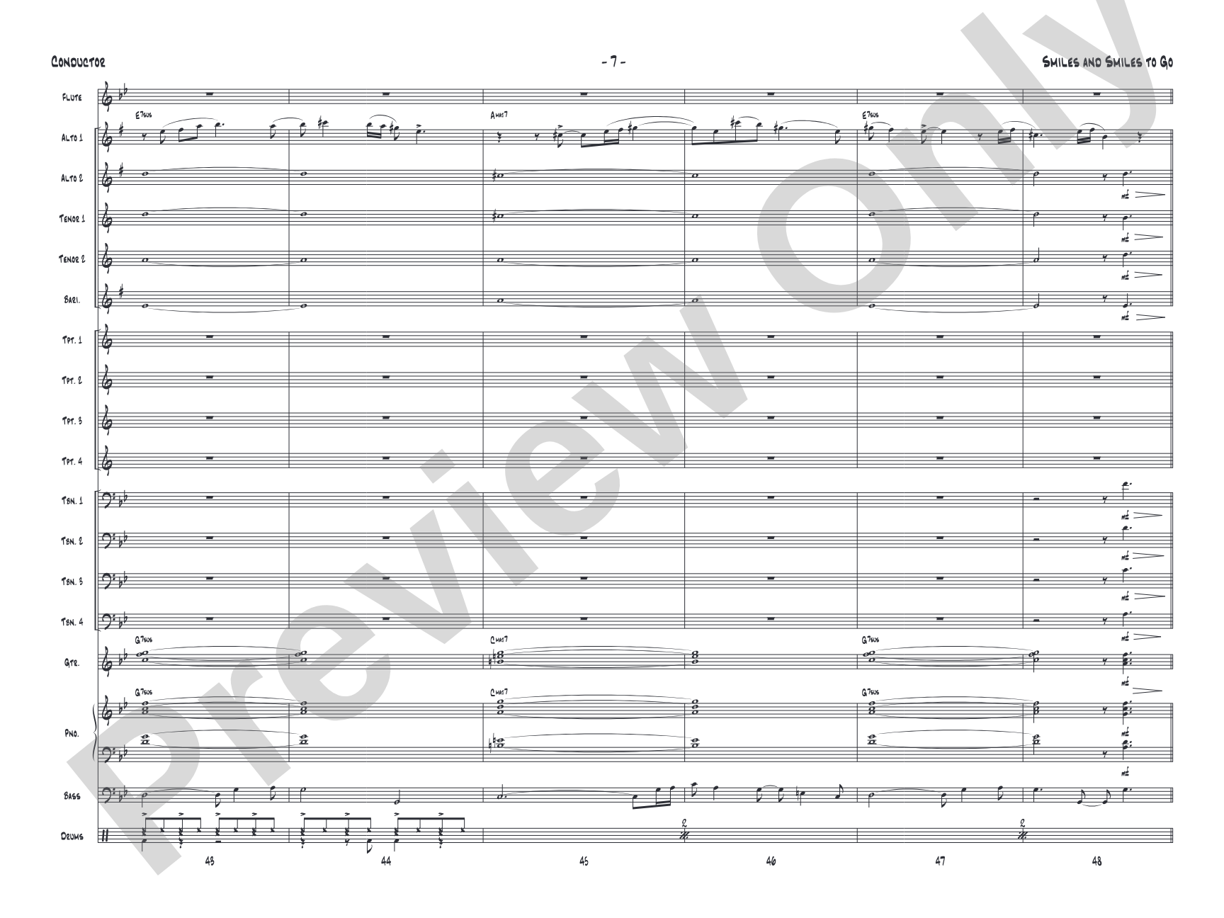 Smiles and Smiles to Go: Jazz Ensemble Conductor Score & Parts
