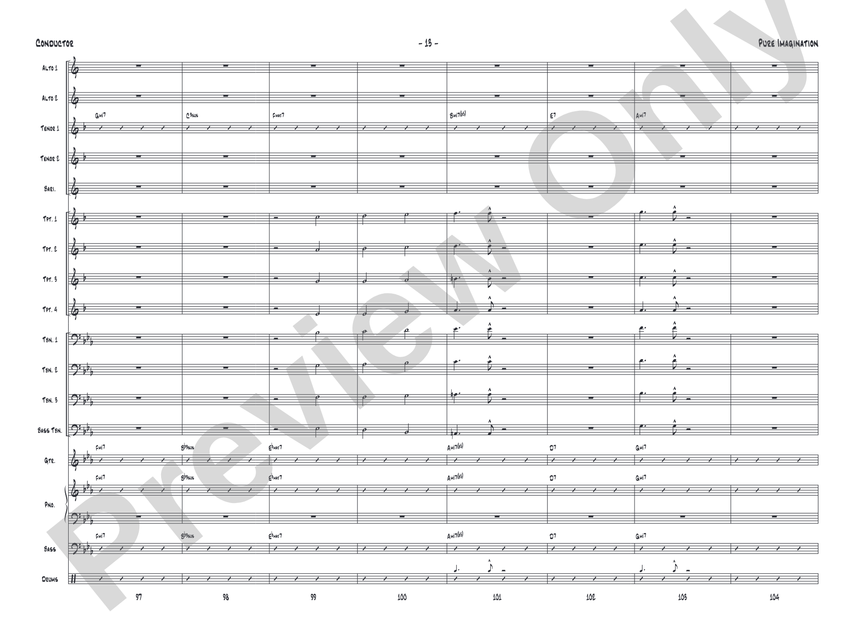 Pure Imagination: Jazz Ensemble Conductor Score & Parts