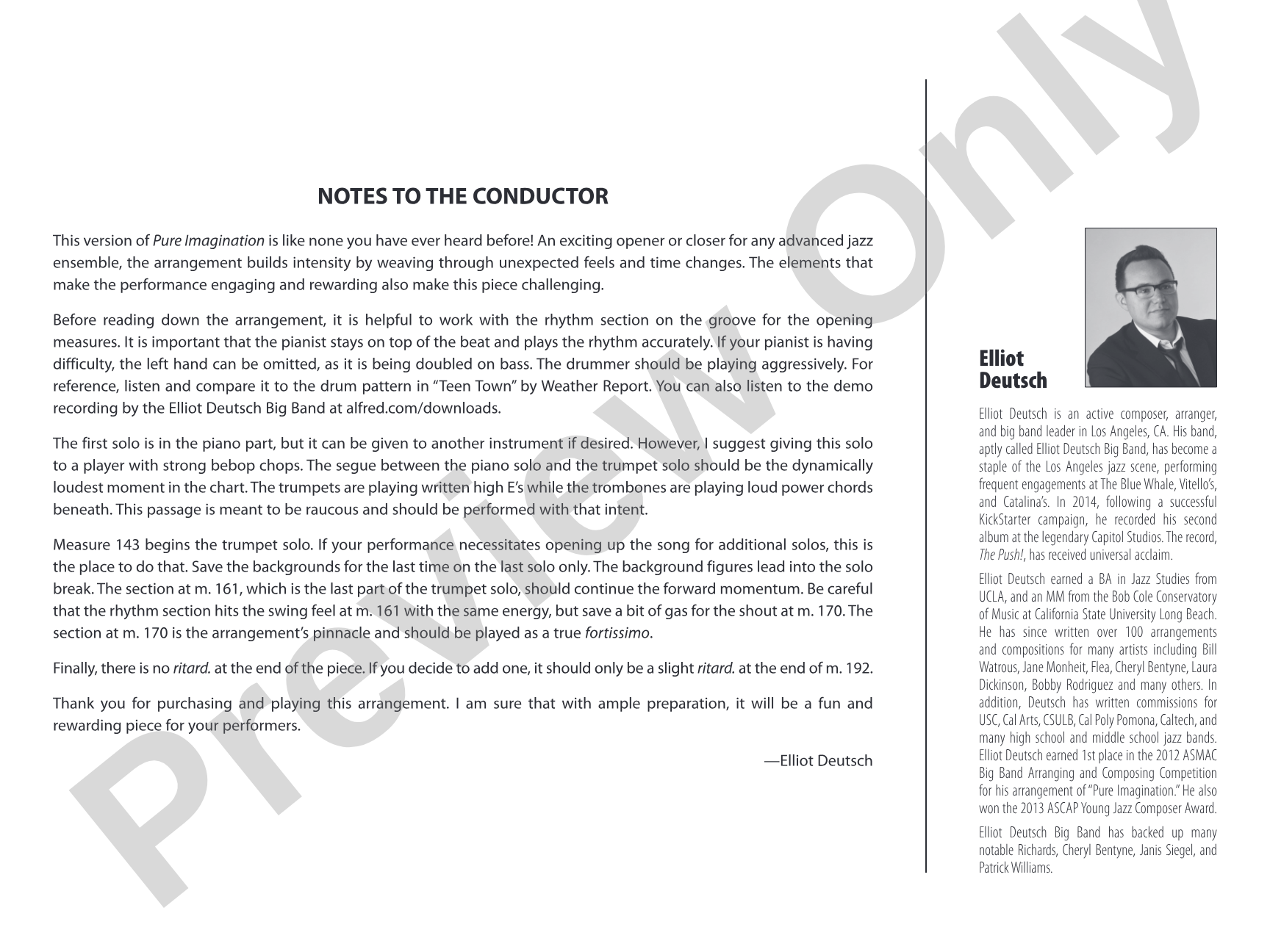 Pure Imagination: Jazz Ensemble Conductor Score & Parts