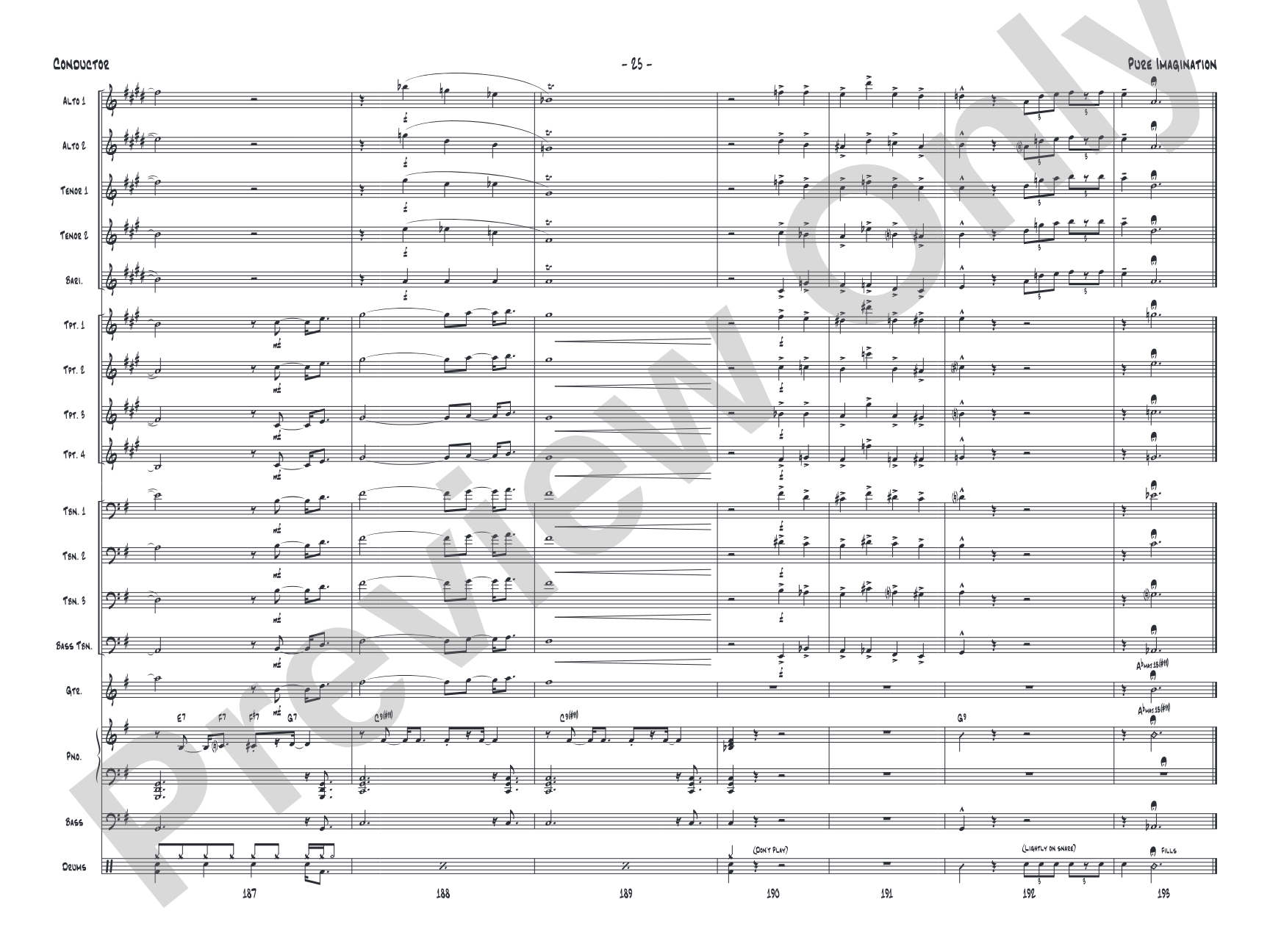 Pure Imagination: Jazz Ensemble Conductor Score & Parts