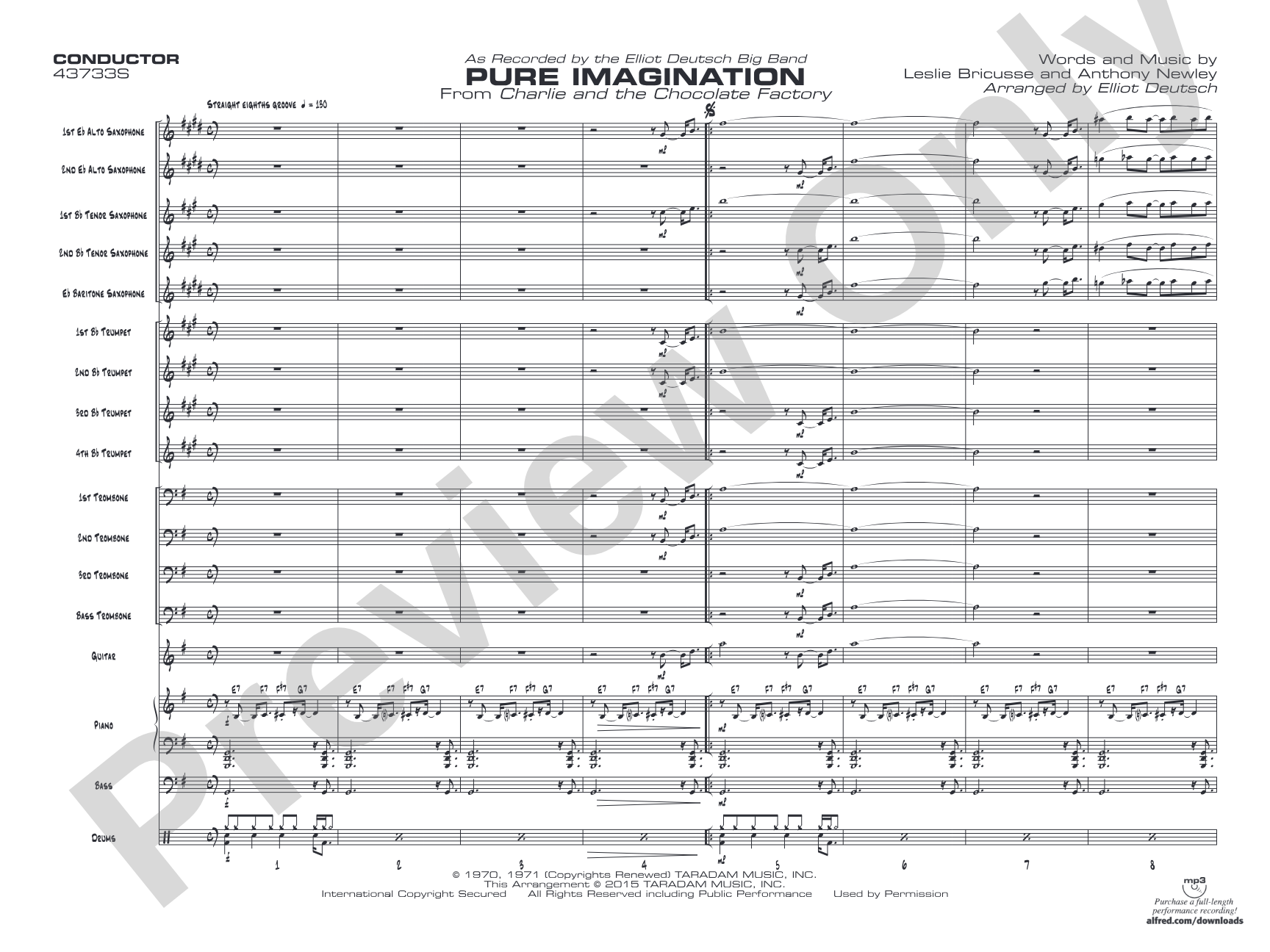 Pure Imagination: Jazz Ensemble Conductor Score & Parts