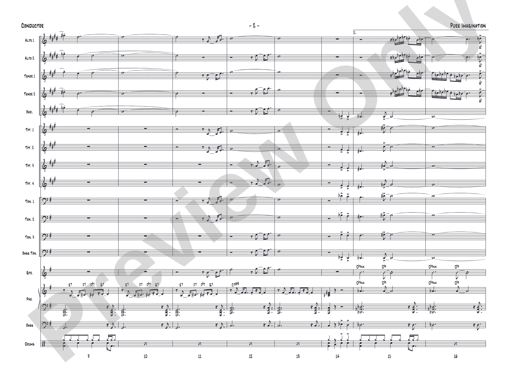 Pure Imagination: Jazz Ensemble Conductor Score & Parts