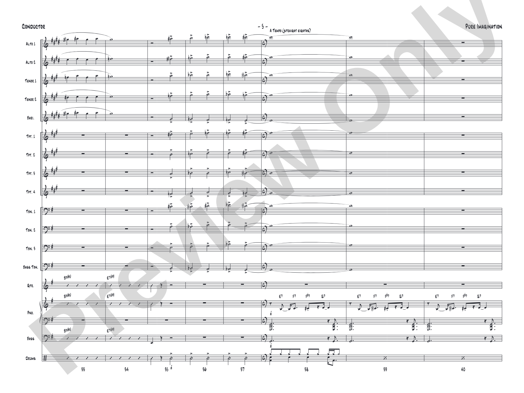 Pure Imagination: Jazz Ensemble Conductor Score & Parts
