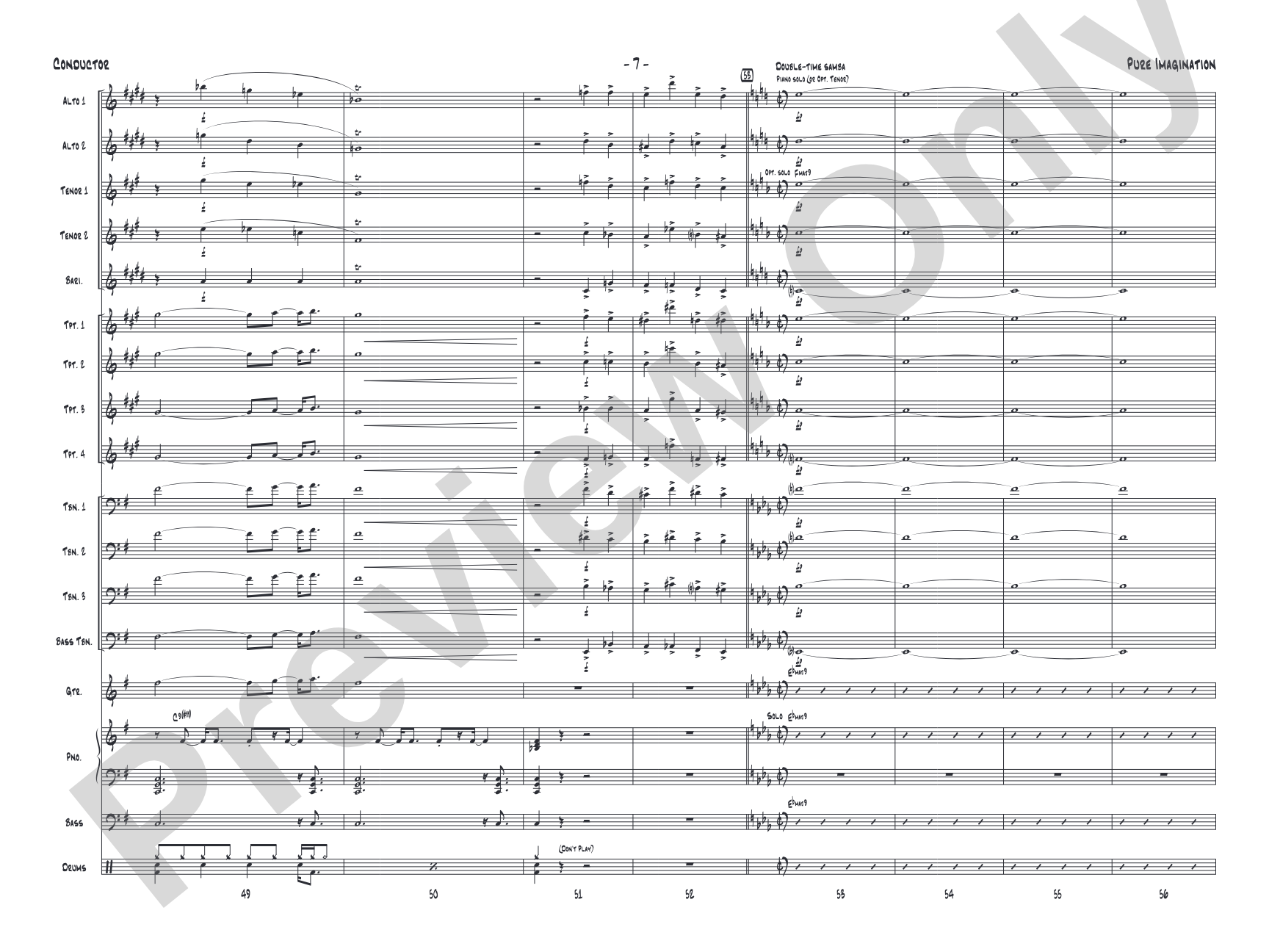 Pure Imagination: Jazz Ensemble Conductor Score & Parts
