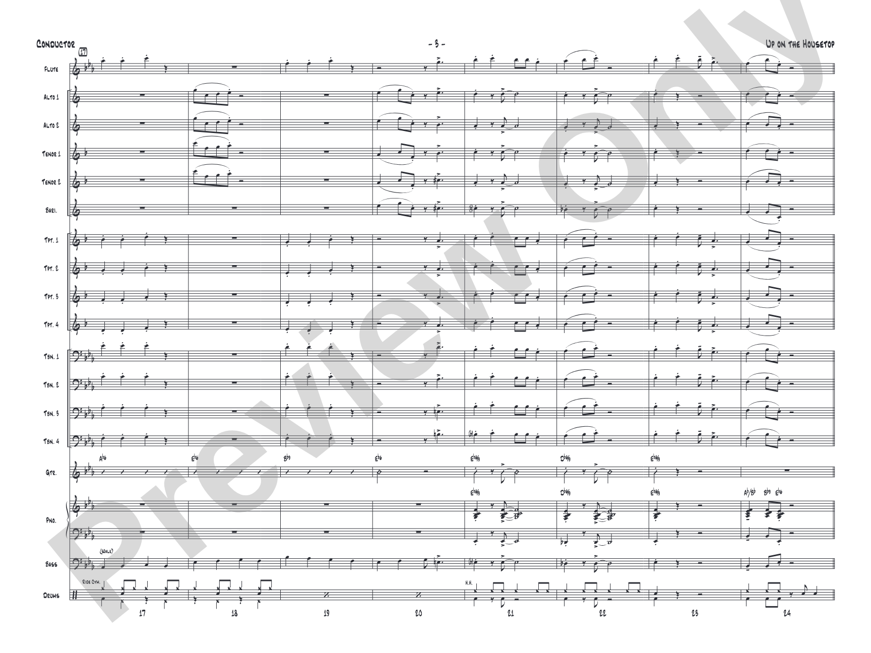 Up on the Housetop: Jazz Ensemble Conductor Score & Parts