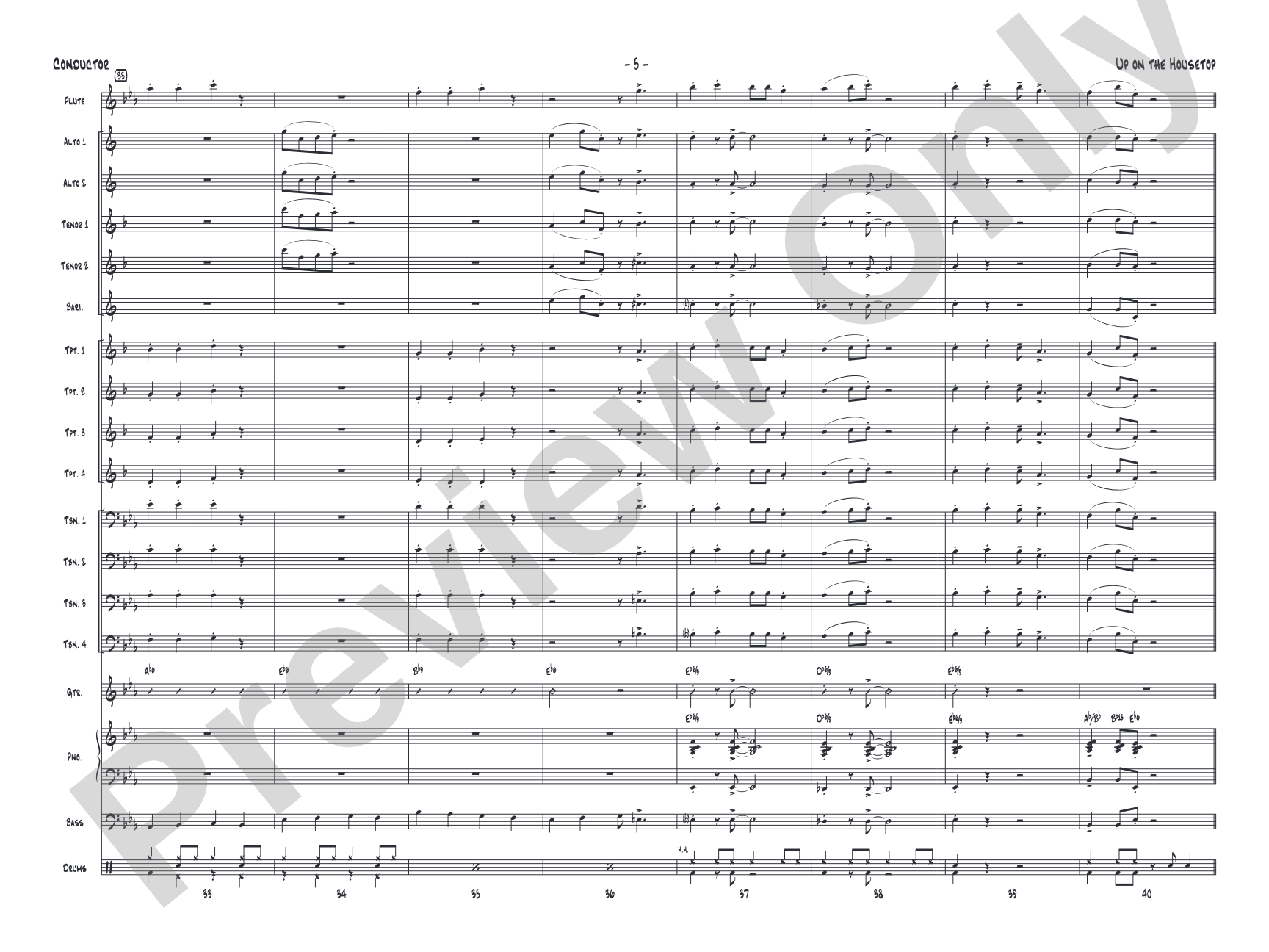 Up on the Housetop: Jazz Ensemble Conductor Score & Parts