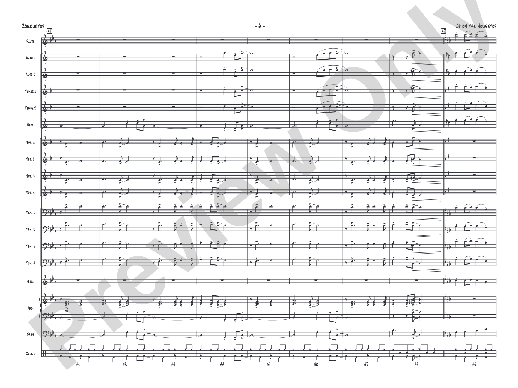 Up on the Housetop: Jazz Ensemble Conductor Score & Parts
