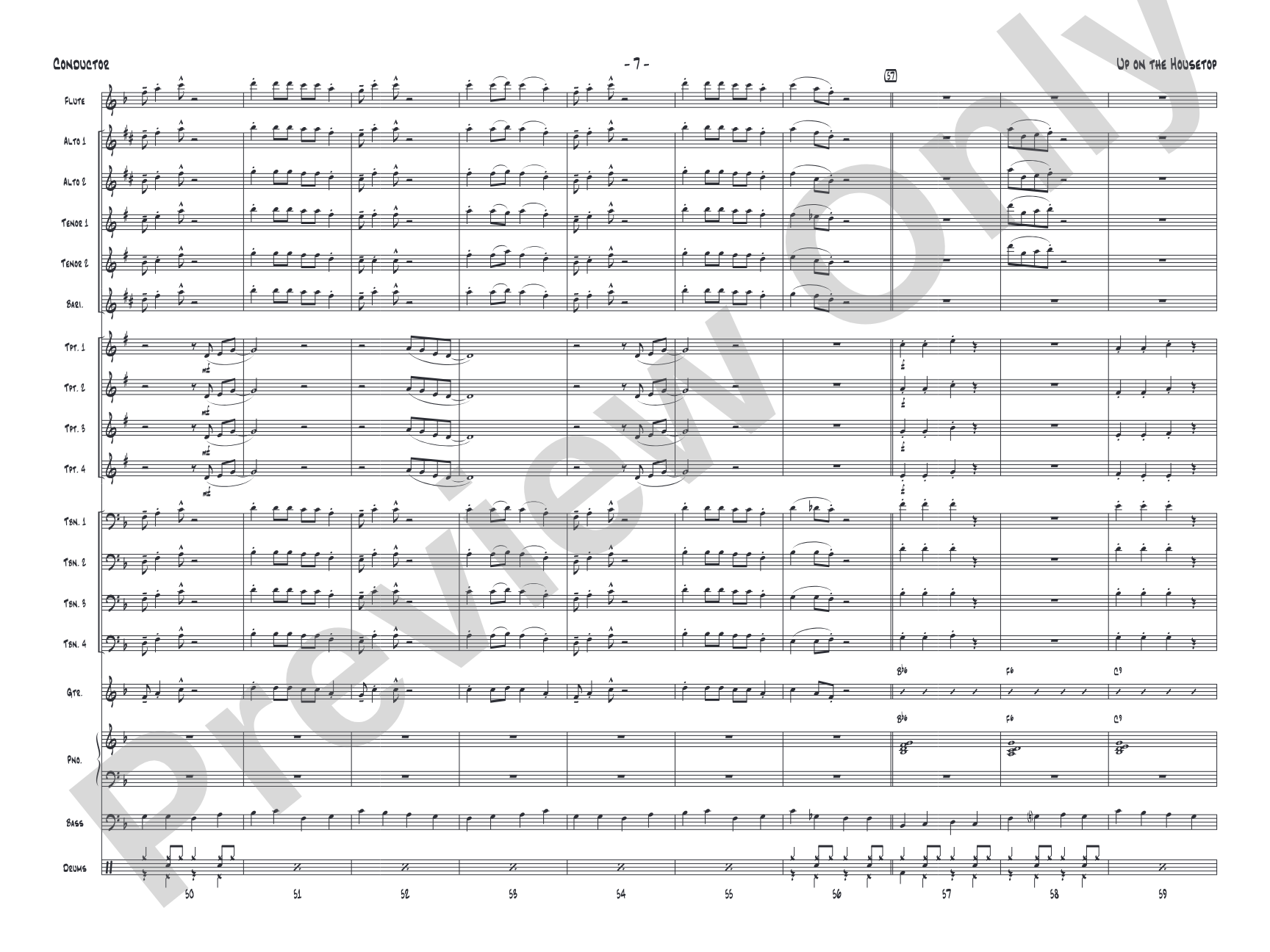 Up on the Housetop: Jazz Ensemble Conductor Score & Parts