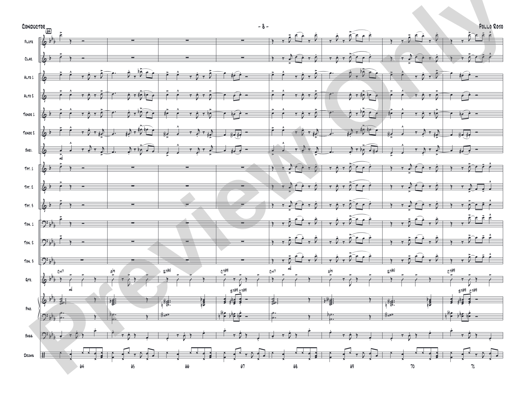 Pollo Rojo: Jazz Ensemble Conductor Score & Parts
