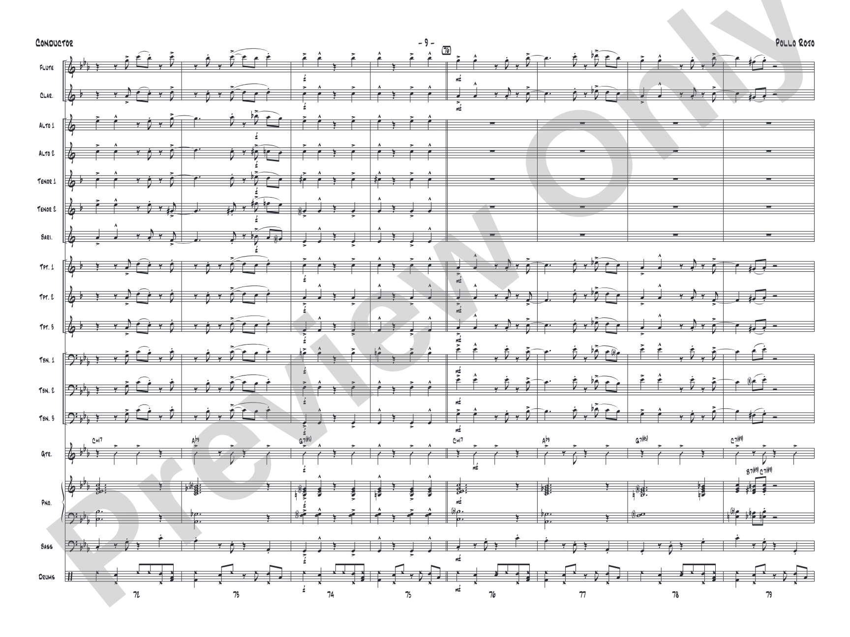 Pollo Rojo: Jazz Ensemble Conductor Score & Parts