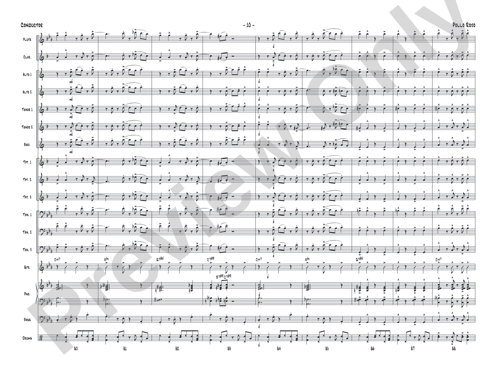 Pollo Rojo: Jazz Ensemble Conductor Score & Parts