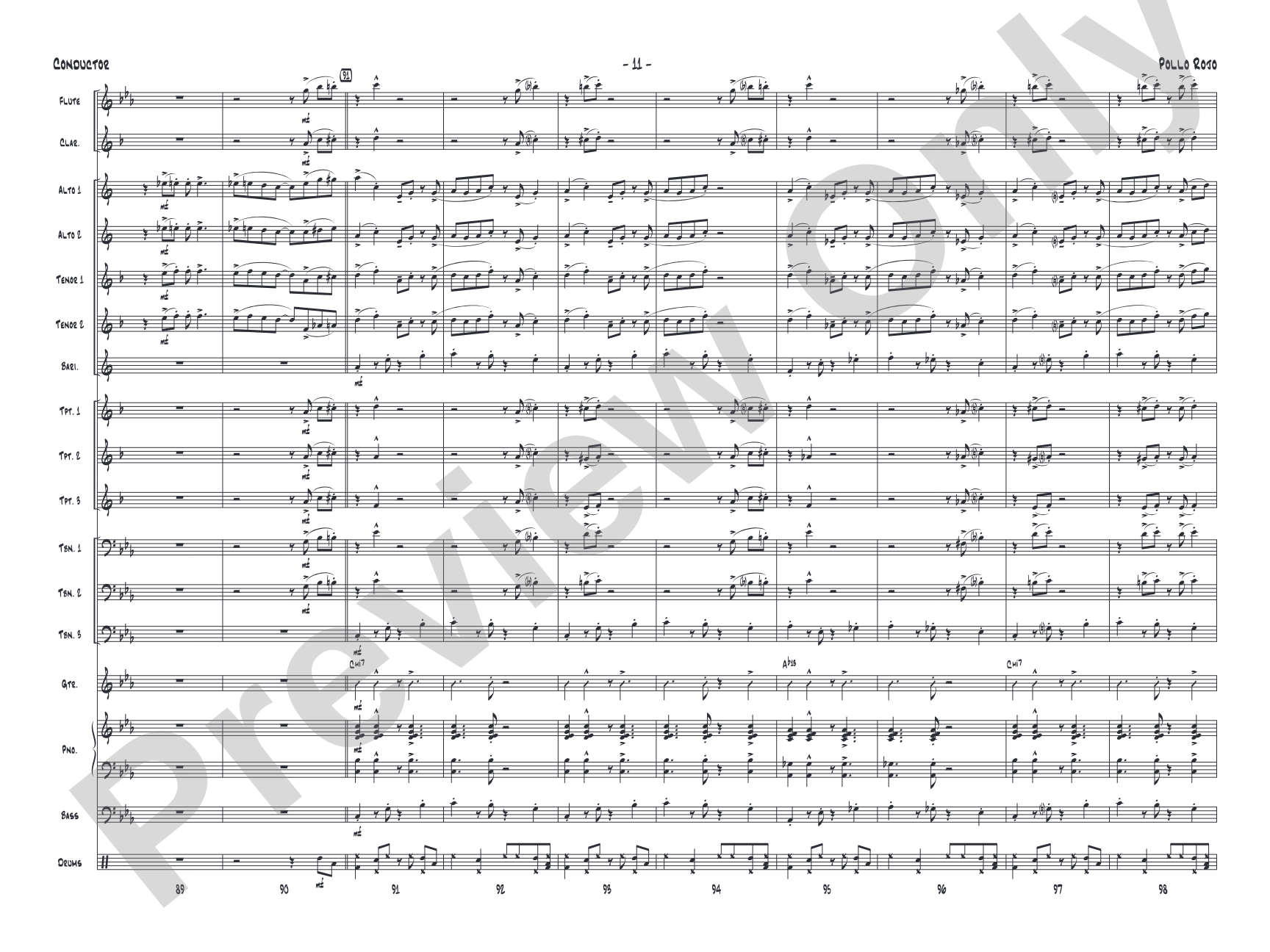 Pollo Rojo: Jazz Ensemble Conductor Score & Parts
