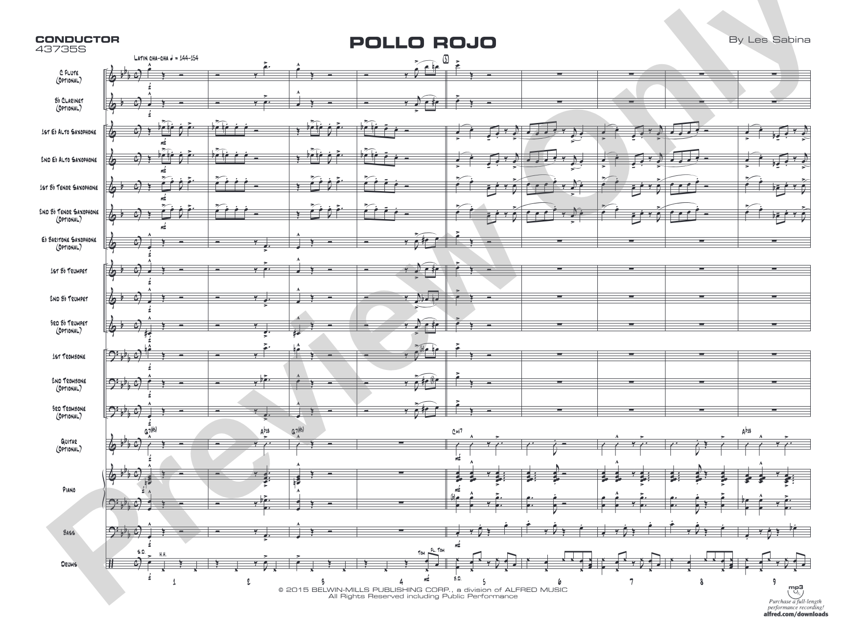 Pollo Rojo: Jazz Ensemble Conductor Score & Parts