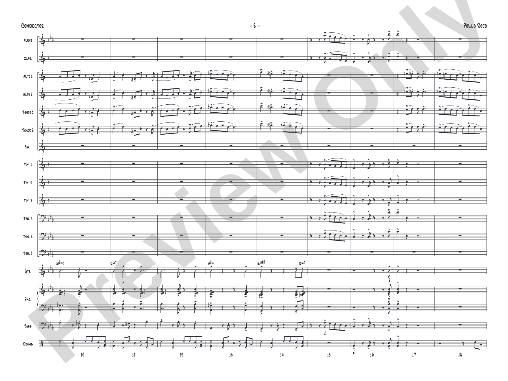 Pollo Rojo: Jazz Ensemble Conductor Score & Parts