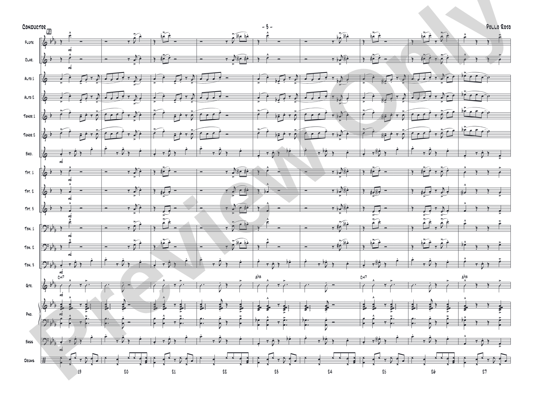 Pollo Rojo: Jazz Ensemble Conductor Score & Parts