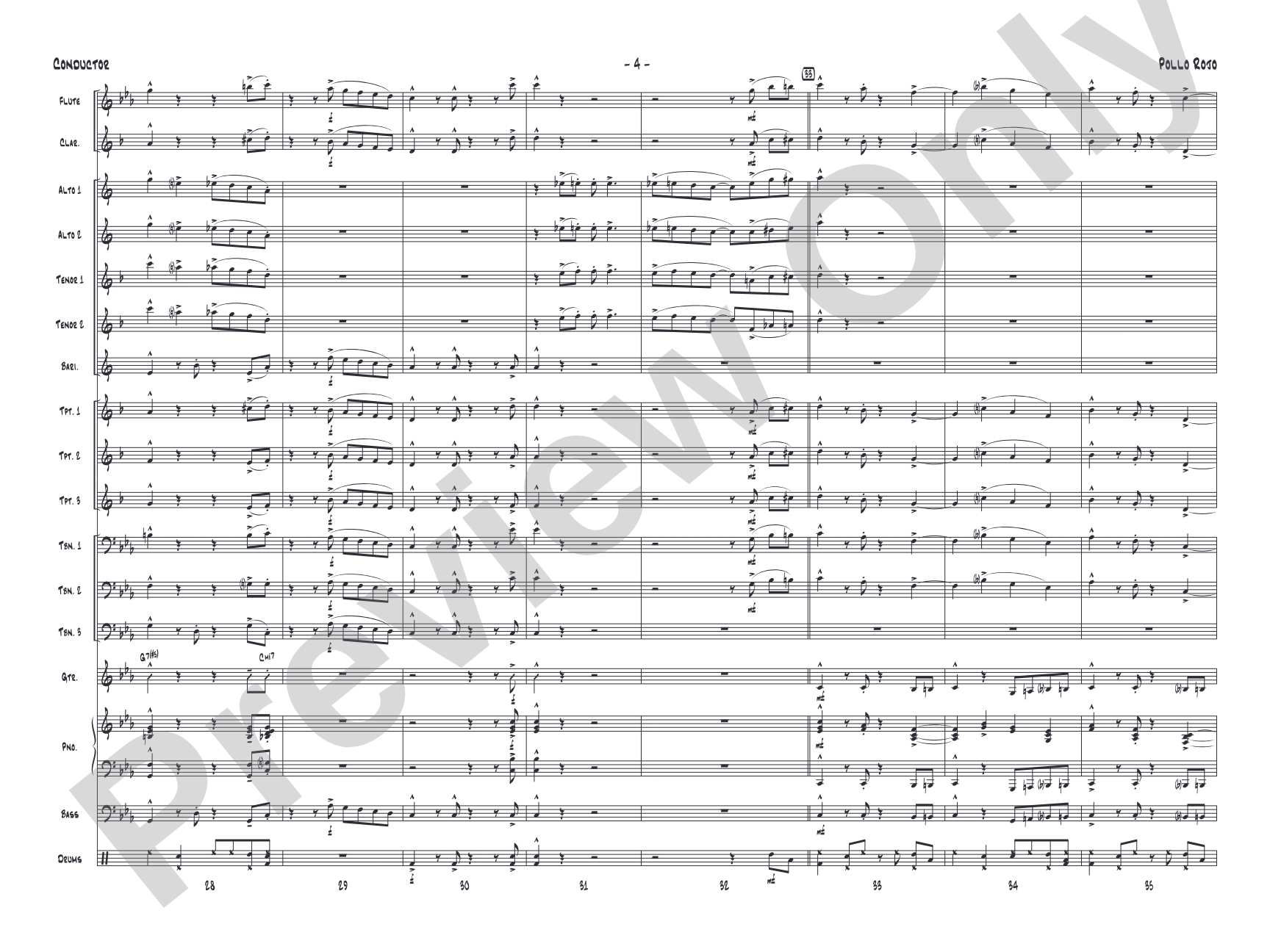 Pollo Rojo: Jazz Ensemble Conductor Score & Parts