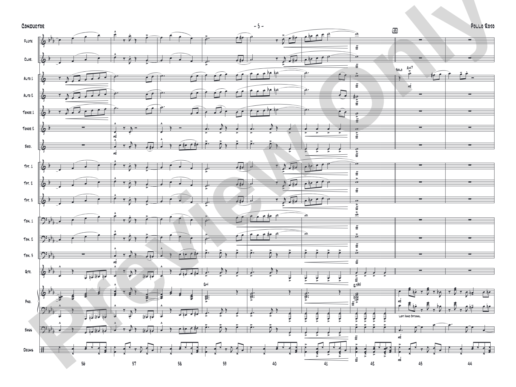 Pollo Rojo: Jazz Ensemble Conductor Score & Parts
