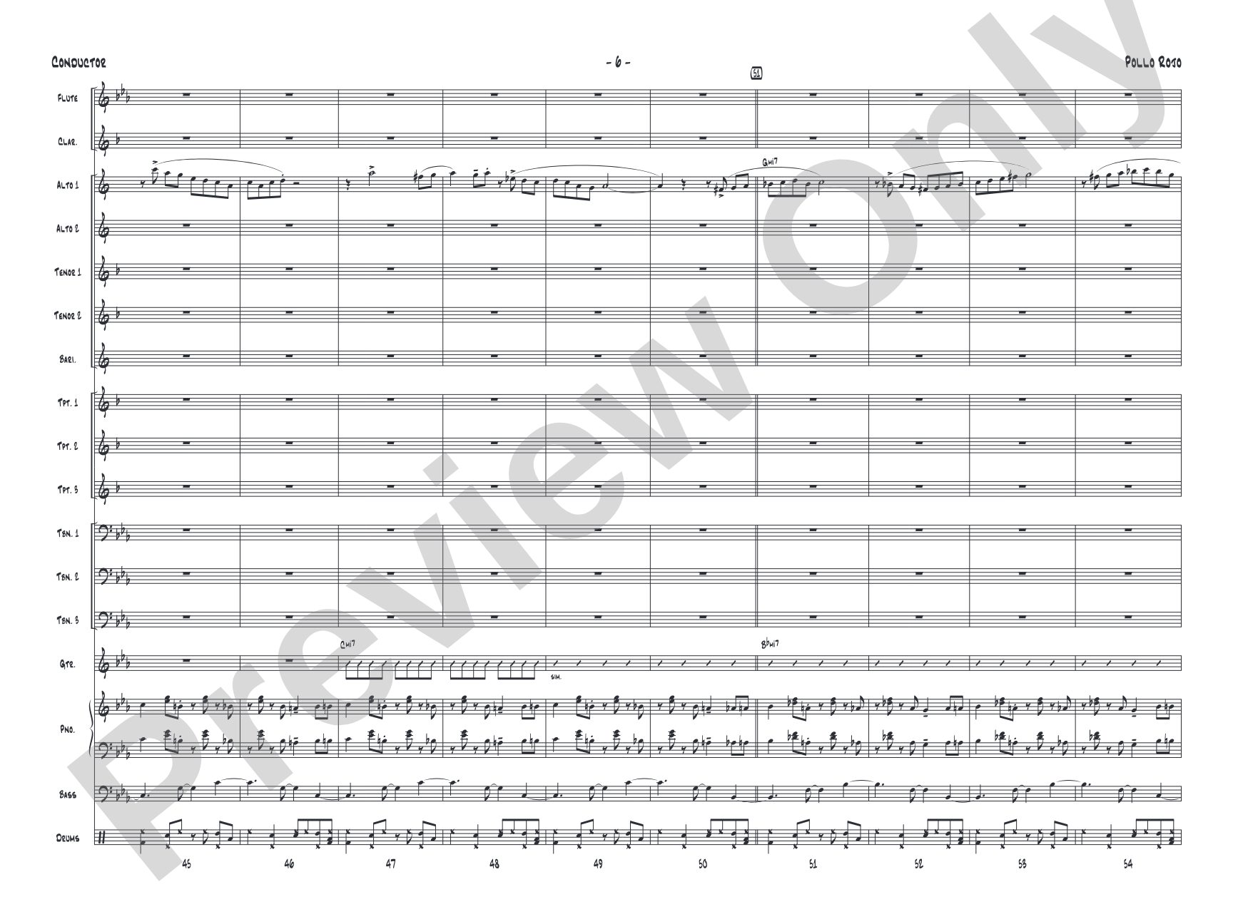 Pollo Rojo: Jazz Ensemble Conductor Score & Parts