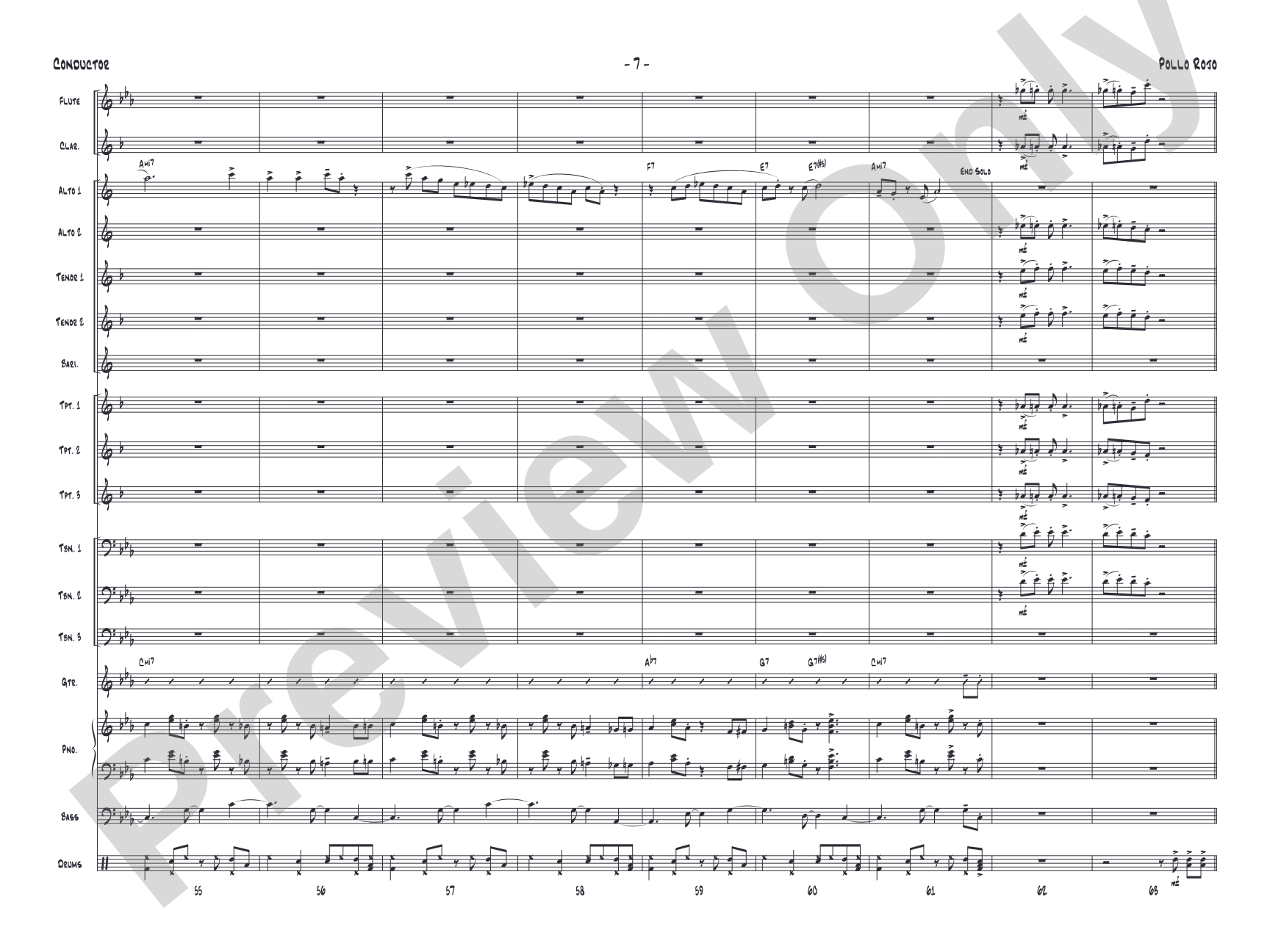 Pollo Rojo: Jazz Ensemble Conductor Score & Parts