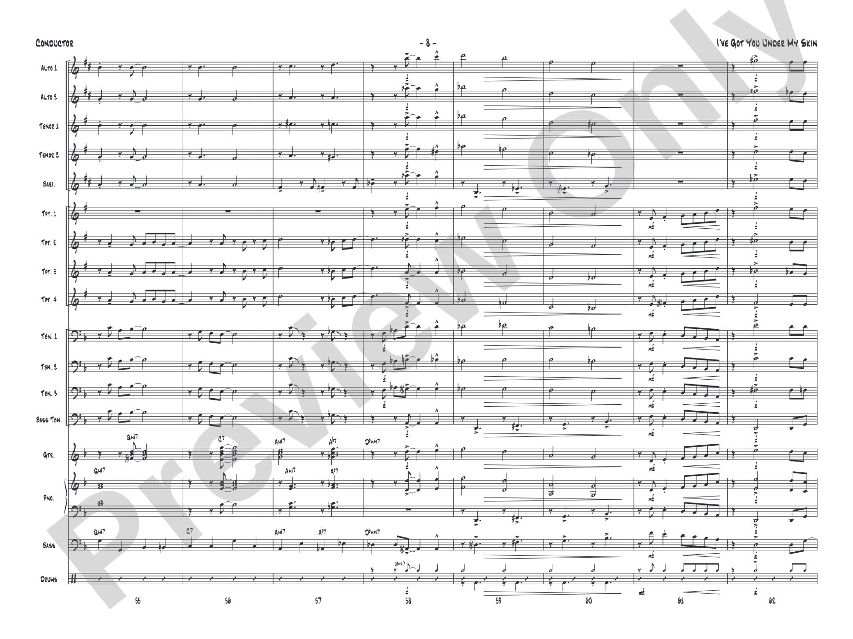 I've Got You Under My Skin: Jazz Ensemble Conductor Score & Parts