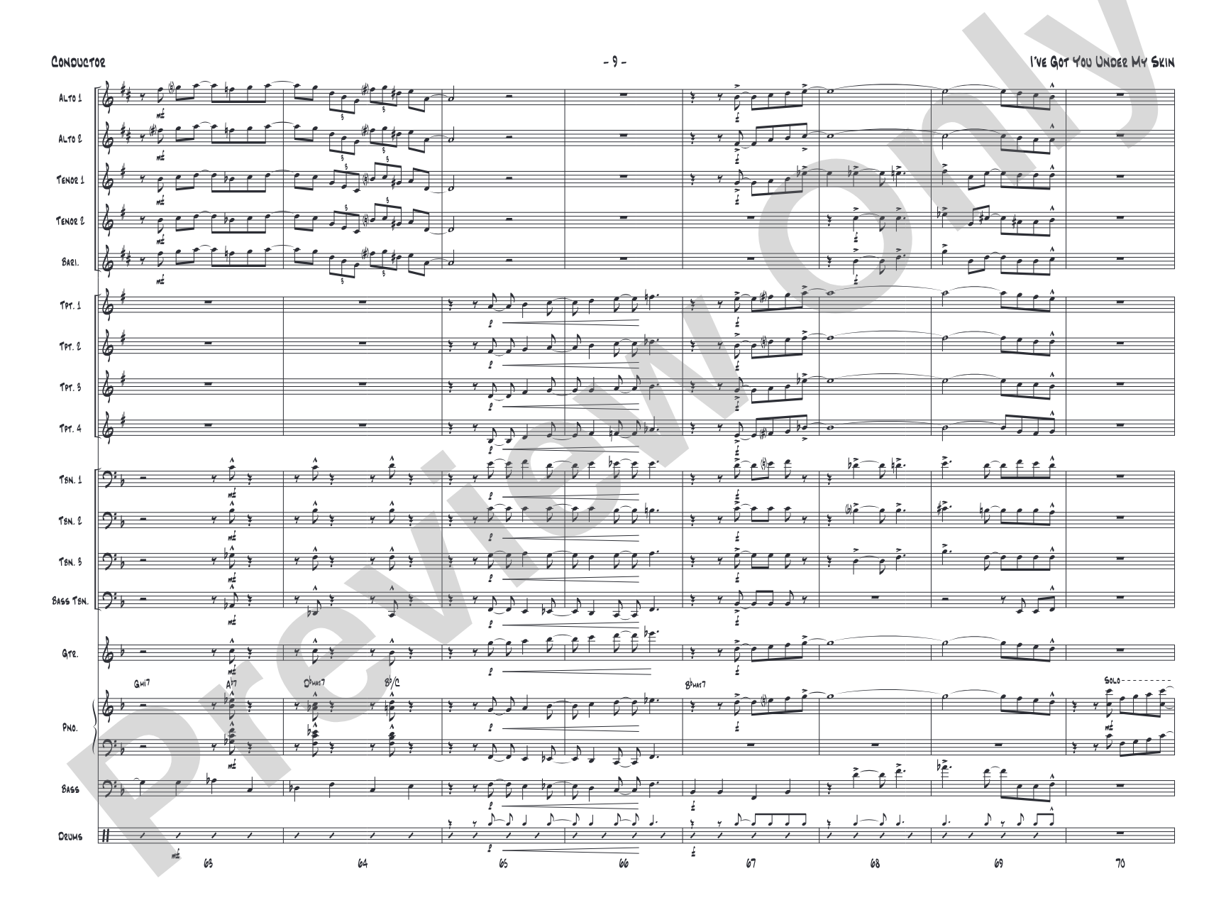 I've Got You Under My Skin: Jazz Ensemble Conductor Score & Parts