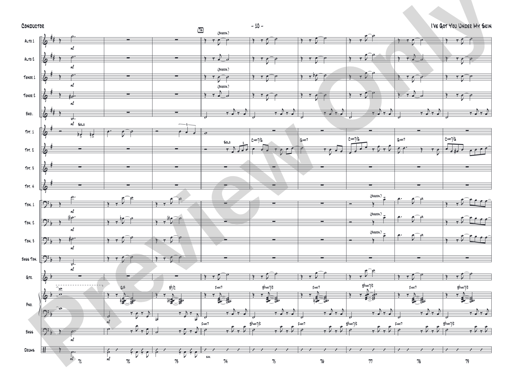 I've Got You Under My Skin: Jazz Ensemble Conductor Score & Parts