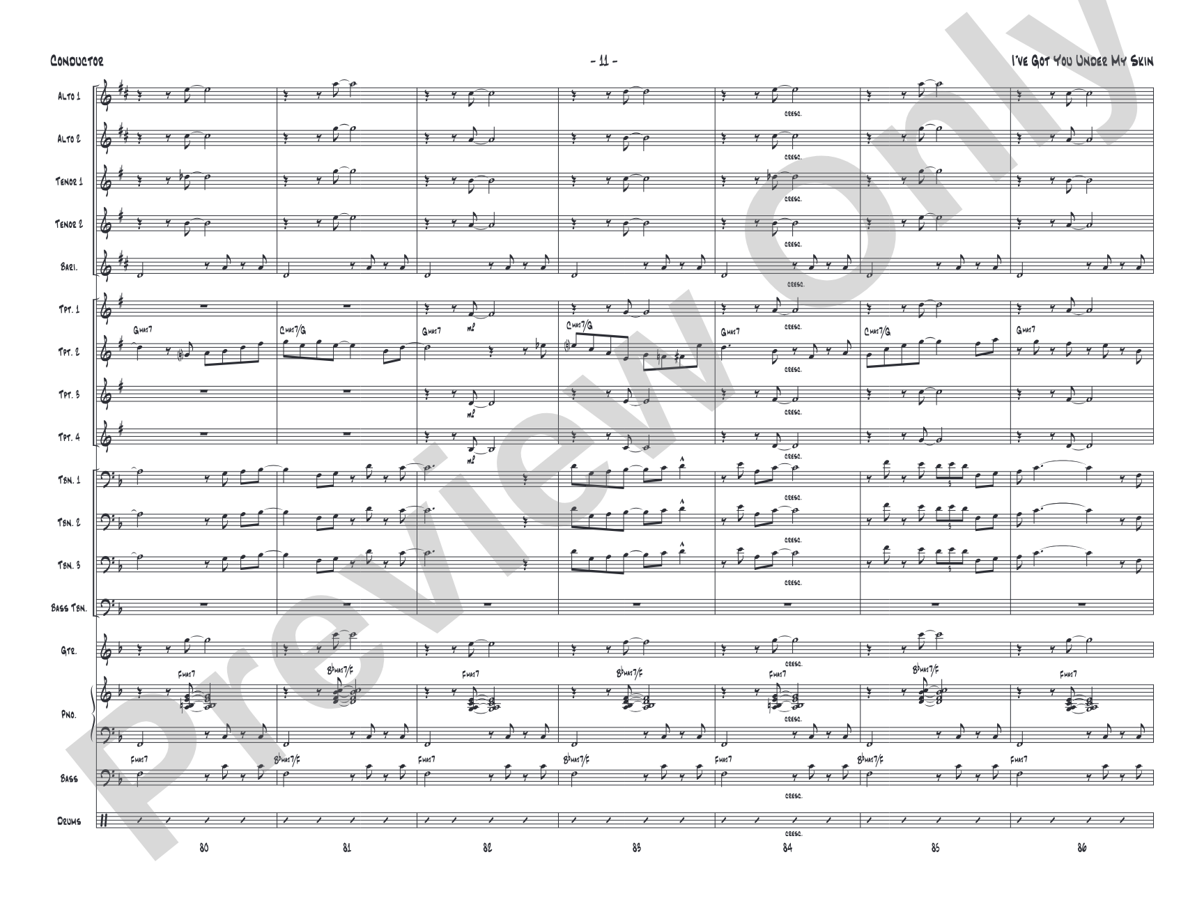 I've Got You Under My Skin: Jazz Ensemble Conductor Score & Parts