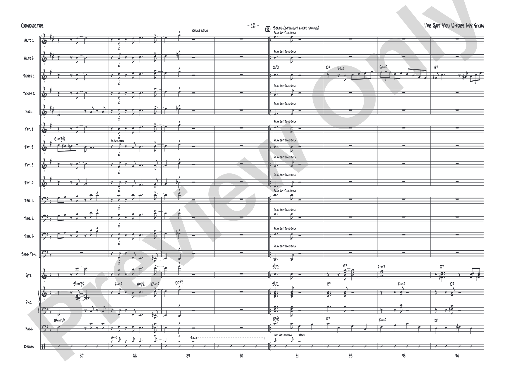 I've Got You Under My Skin: Jazz Ensemble Conductor Score & Parts