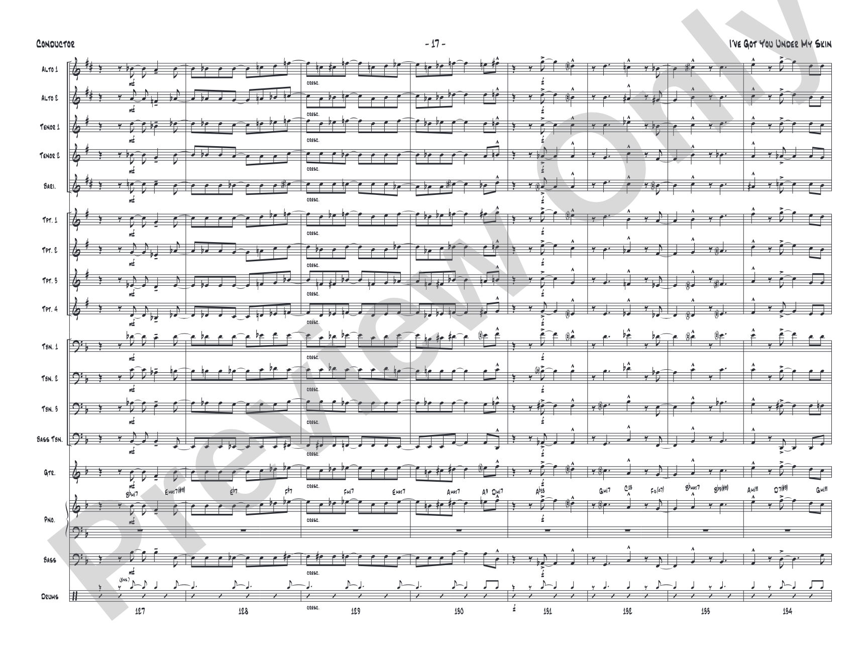 I've Got You Under My Skin: Jazz Ensemble Conductor Score & Parts