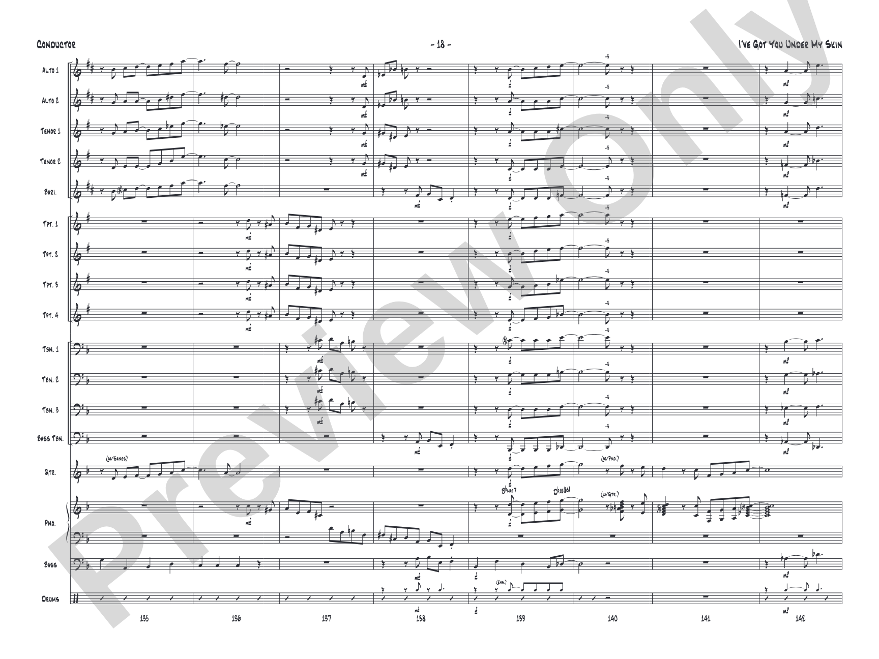 I've Got You Under My Skin: Jazz Ensemble Conductor Score & Parts