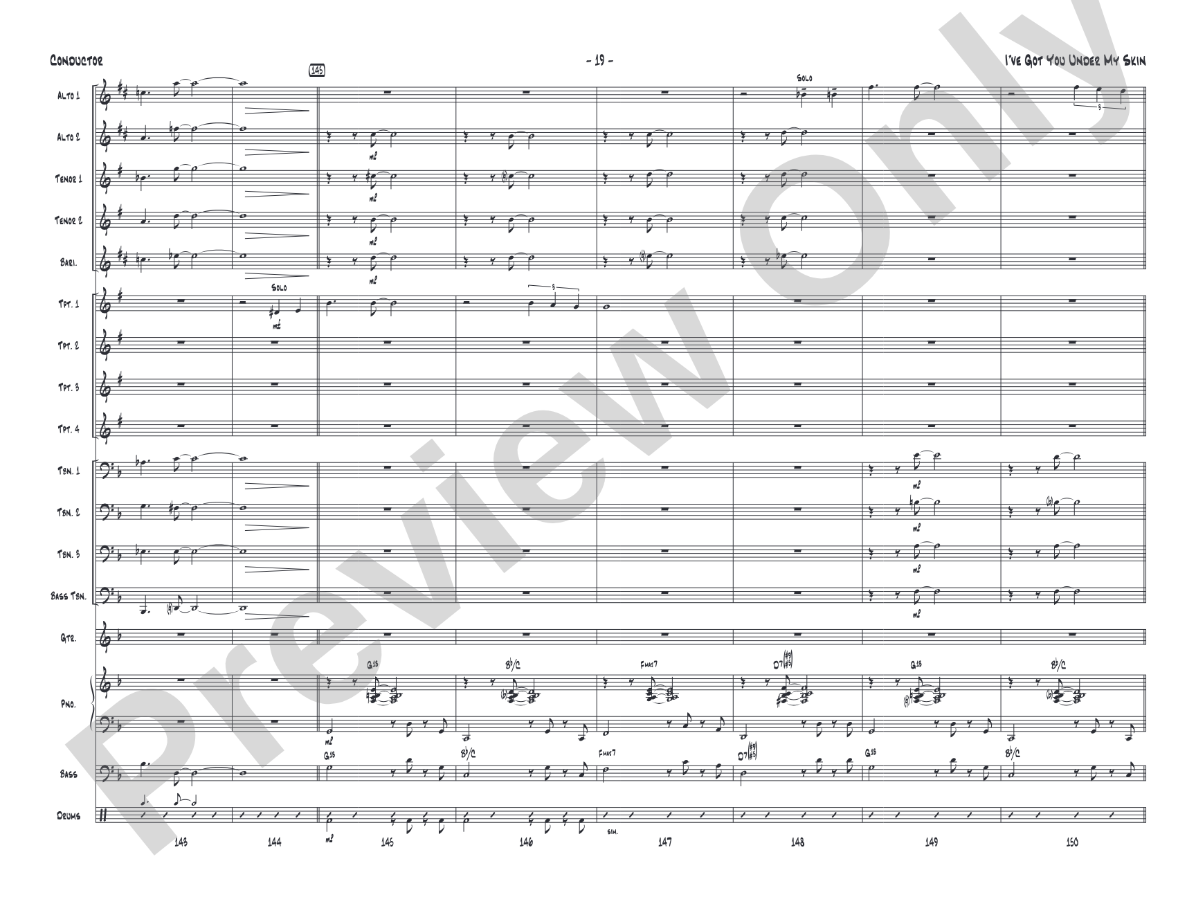 I've Got You Under My Skin: Jazz Ensemble Conductor Score & Parts