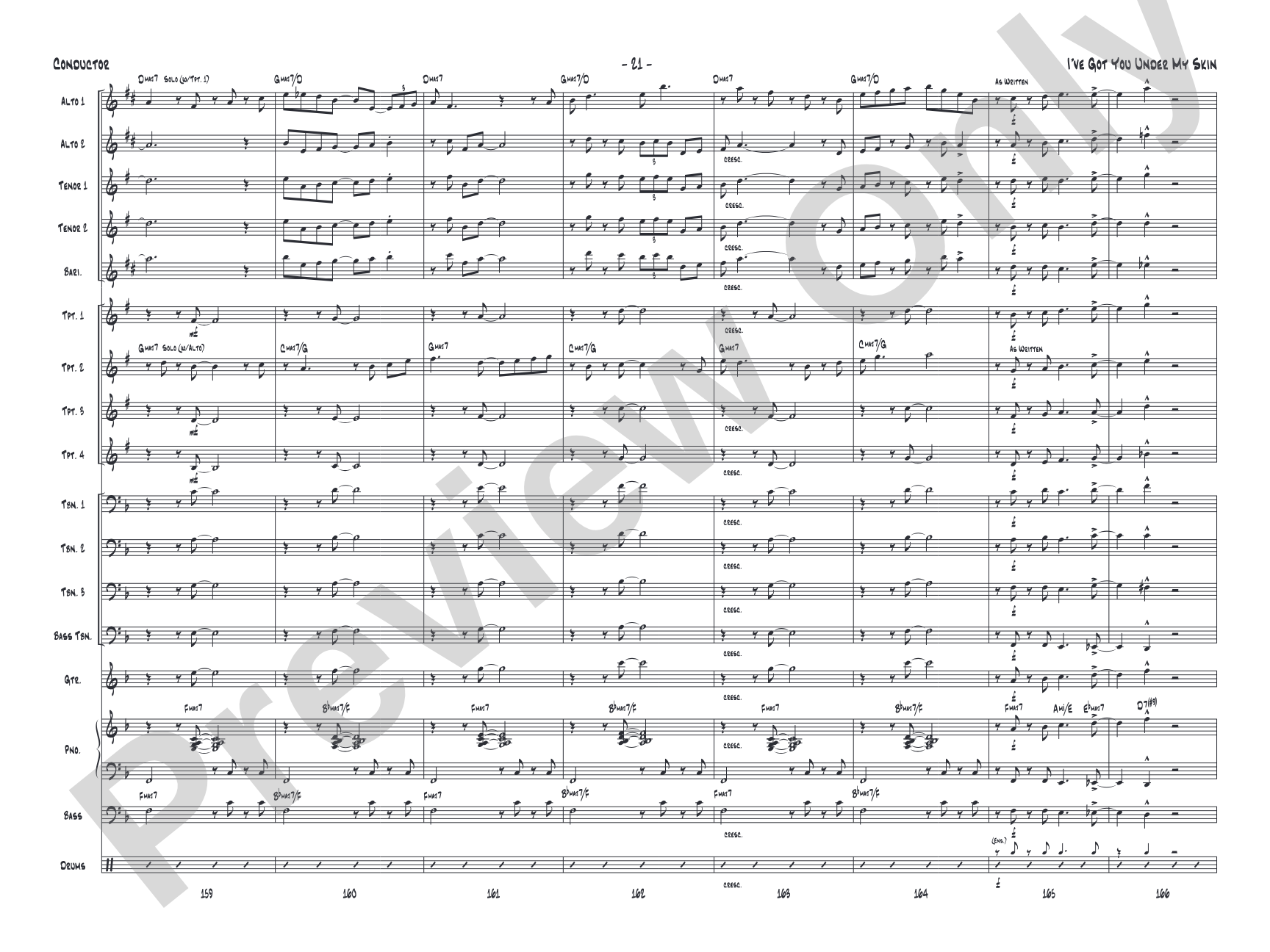 I've Got You Under My Skin: Jazz Ensemble Conductor Score & Parts