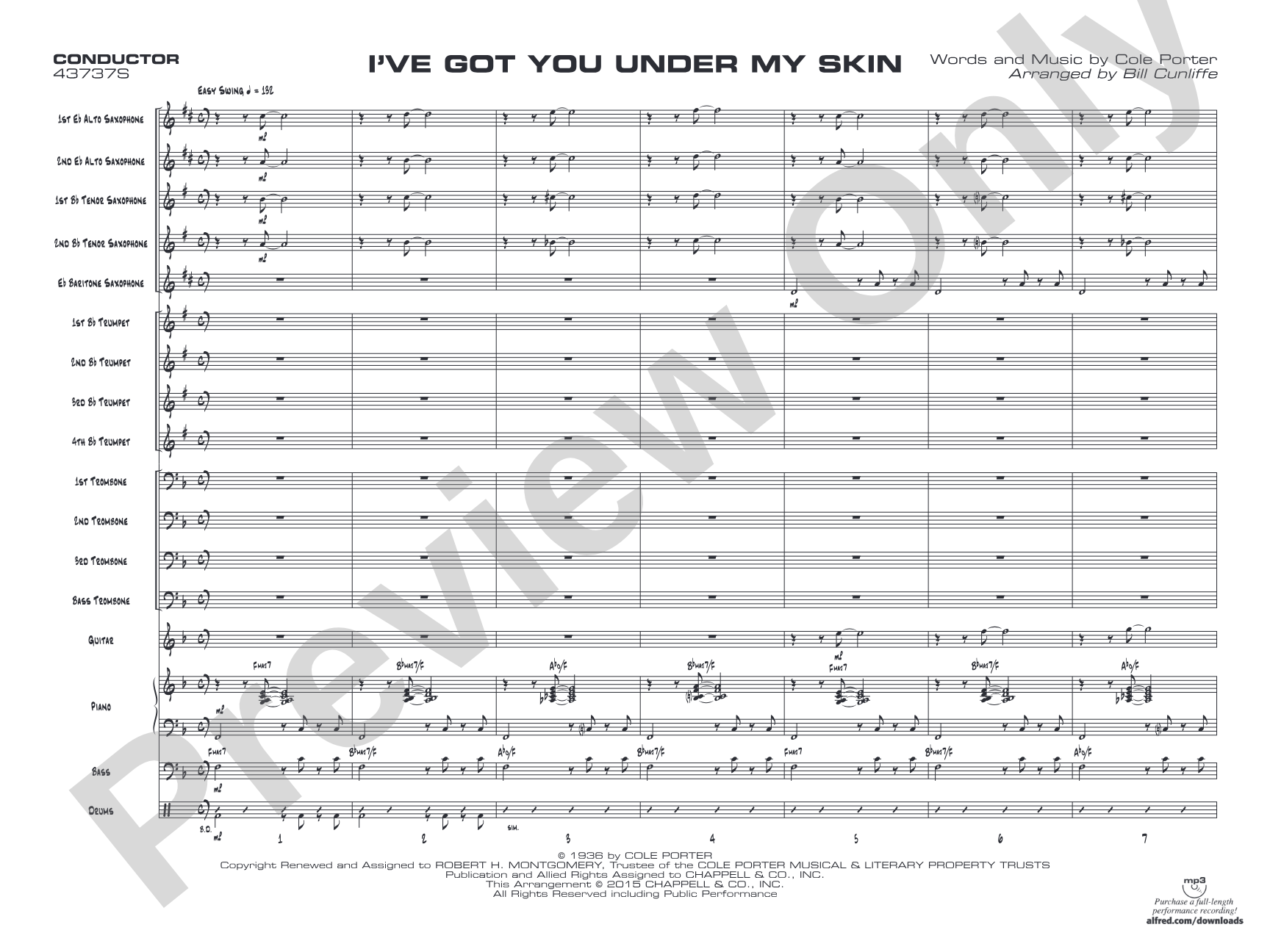 I've Got You Under My Skin: Jazz Ensemble Conductor Score & Parts