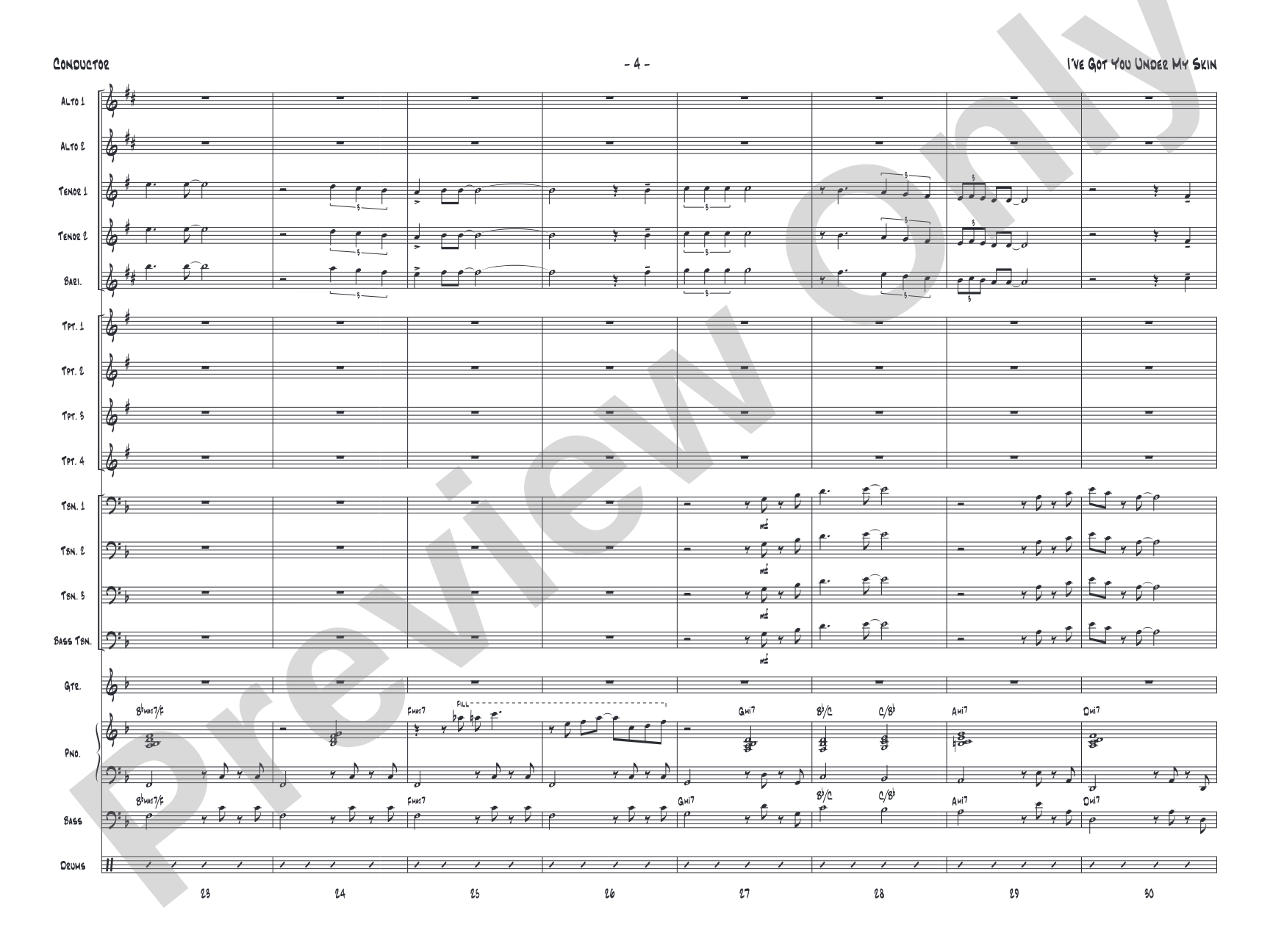 I've Got You Under My Skin: Jazz Ensemble Conductor Score & Parts
