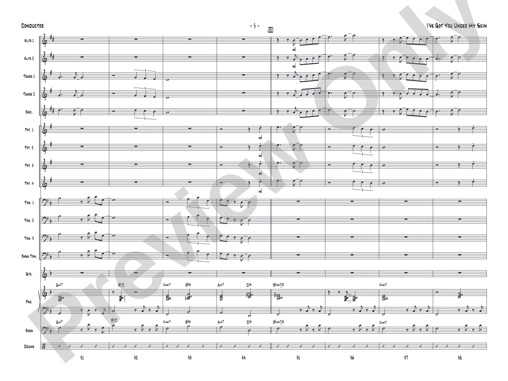 I've Got You Under My Skin: Jazz Ensemble Conductor Score & Parts
