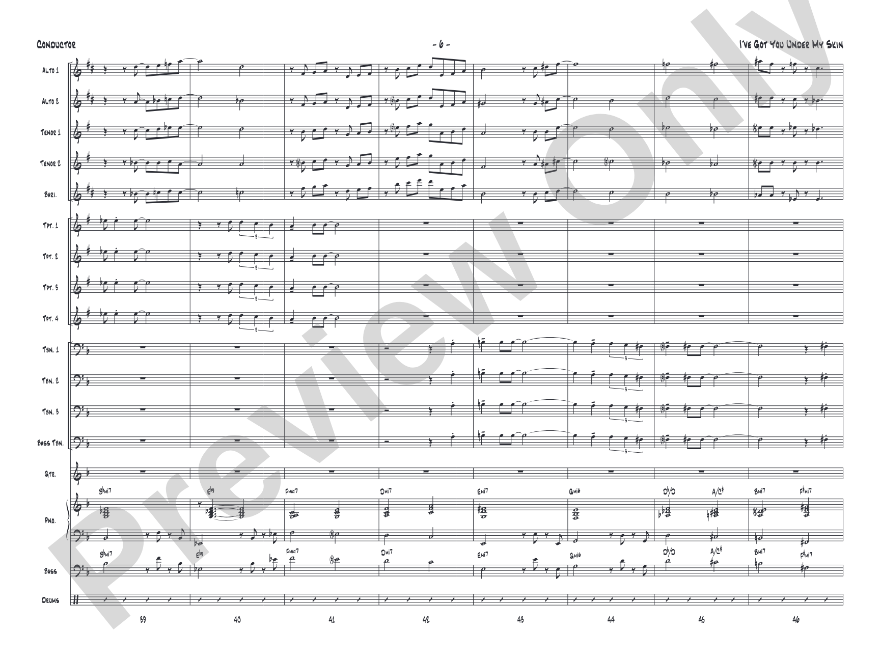 I've Got You Under My Skin: Jazz Ensemble Conductor Score & Parts
