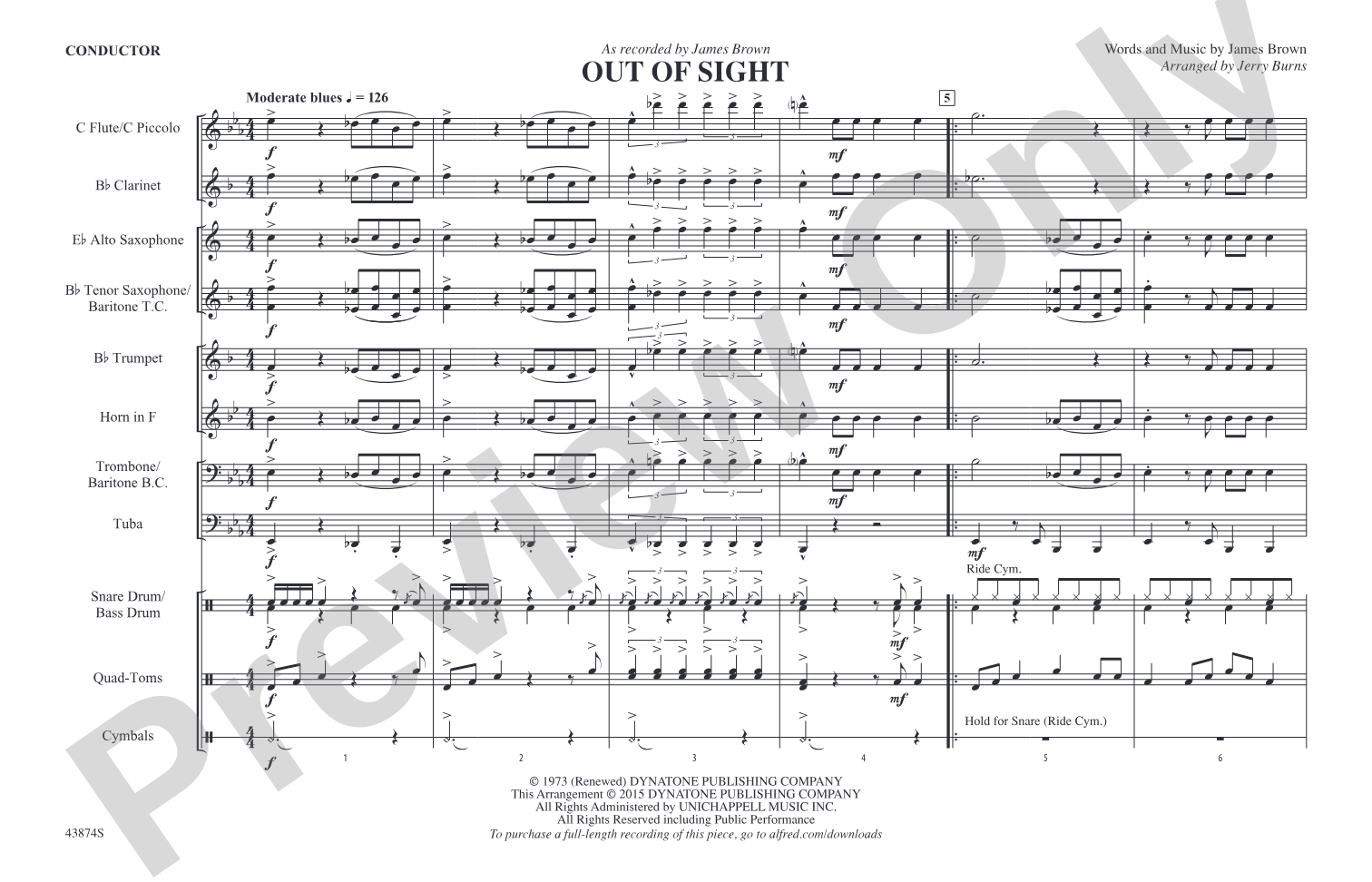 Out of Sight: Marching Band Conductor Score & Parts