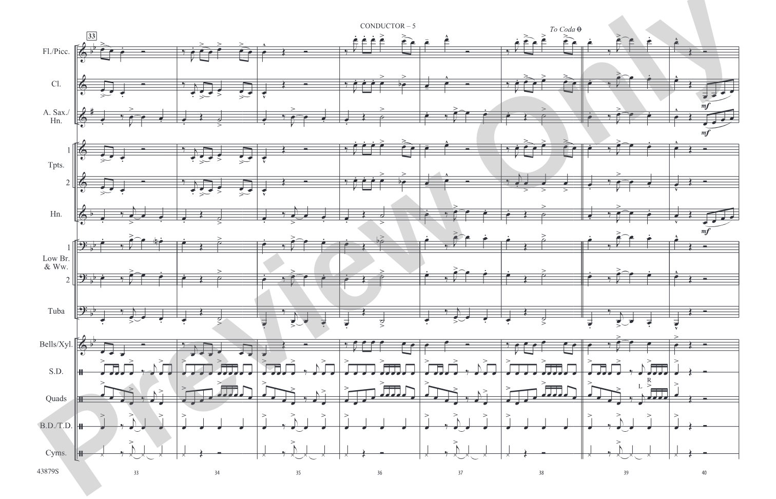 Escape (from Guardians of the Galaxy): Marching Band Conductor Score & Parts