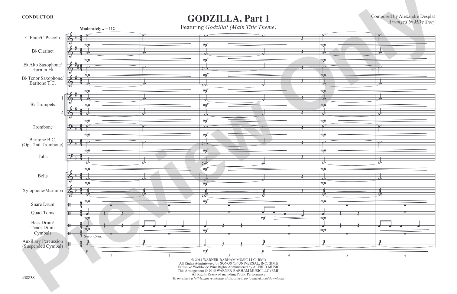 Godzilla, Part 1: Marching Band Conductor Score & Parts