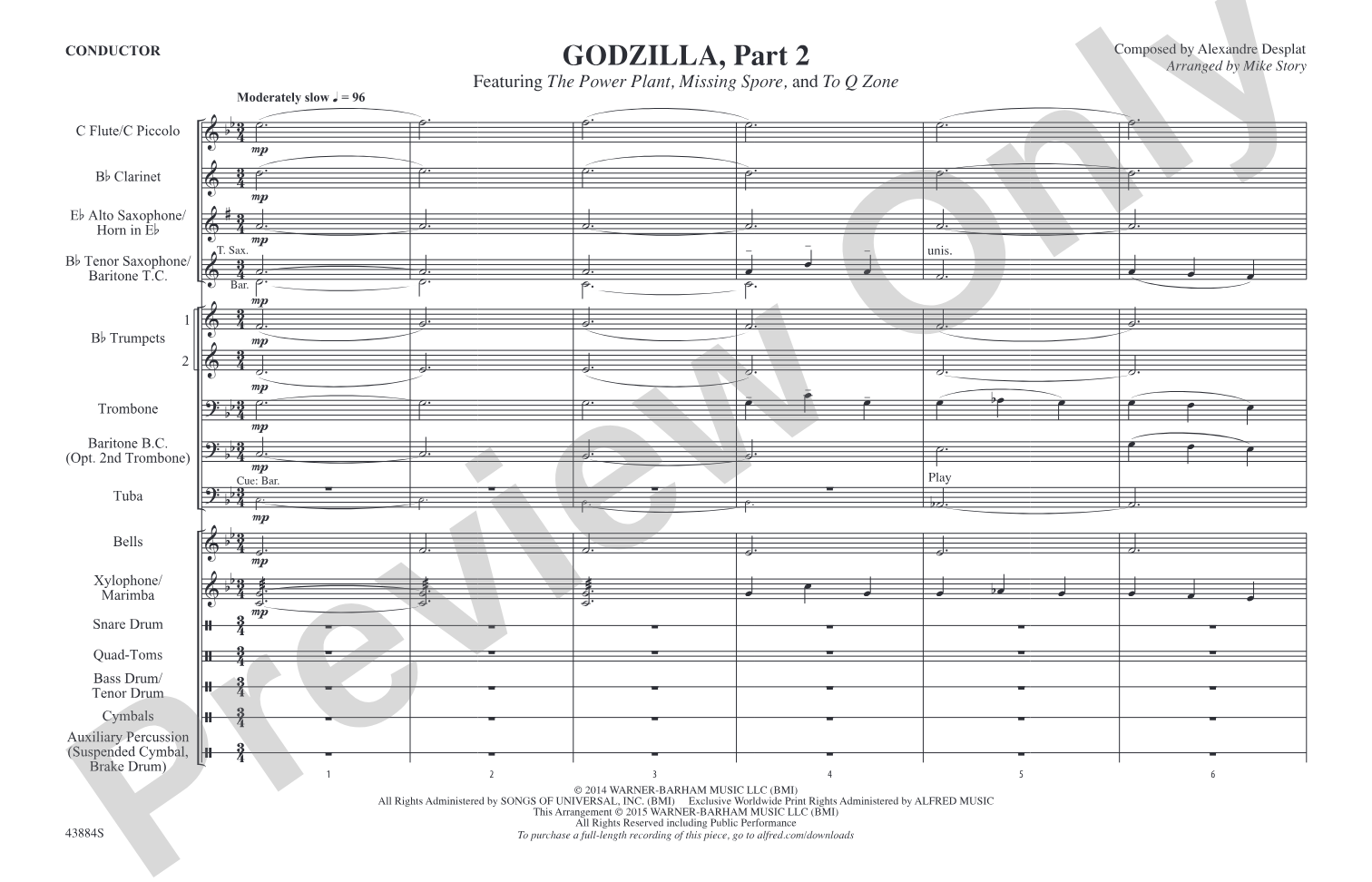 Godzilla, Part 2: Marching Band Conductor Score & Parts