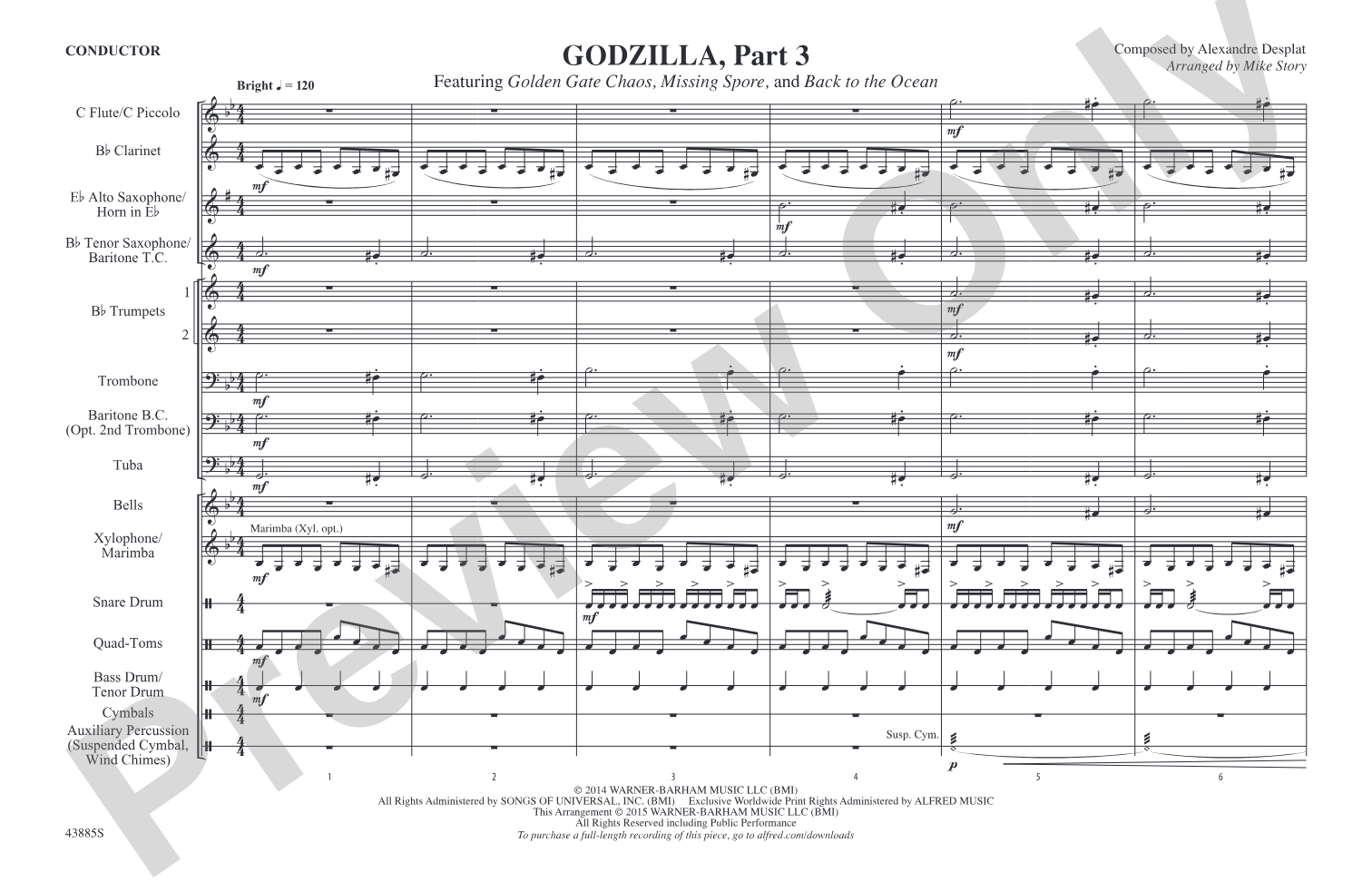 Godzilla, Part 3: Marching Band Conductor Score & Parts