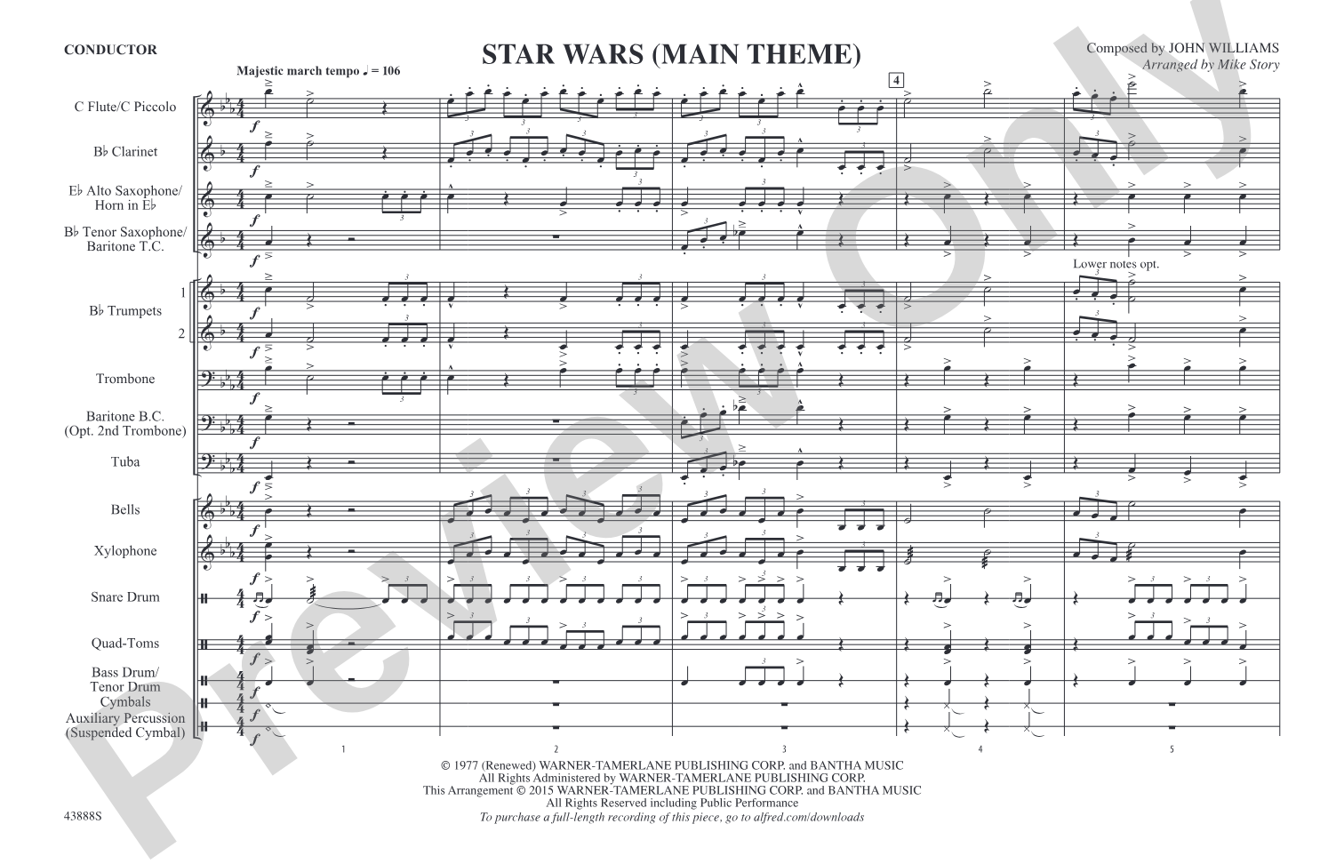 Star Wars (Main Theme): Marching Band Conductor Score & Parts