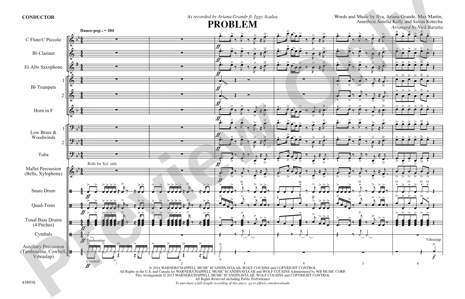 Problem: Marching Band Conductor Score & Parts