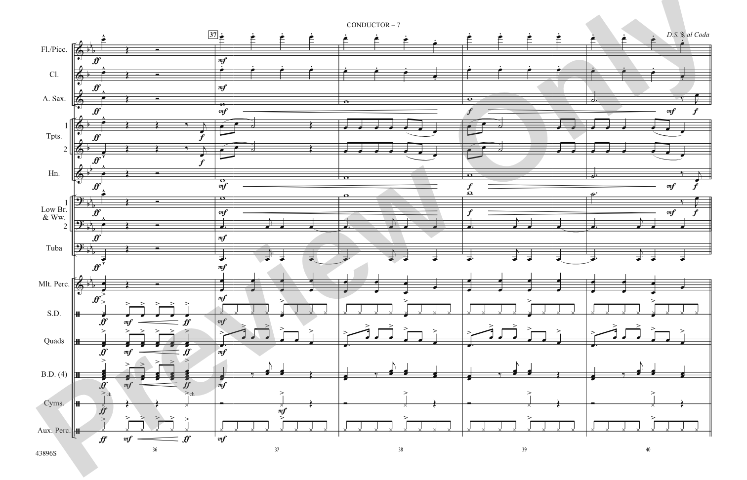 Dark Horse: Marching Band Conductor Score & Parts