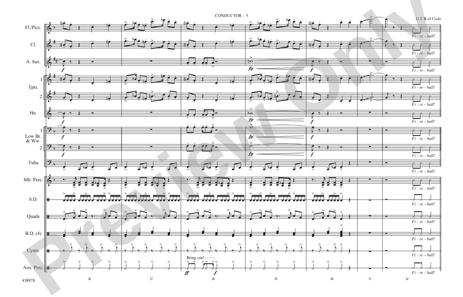 Fireball: Marching Band Conductor Score & Parts