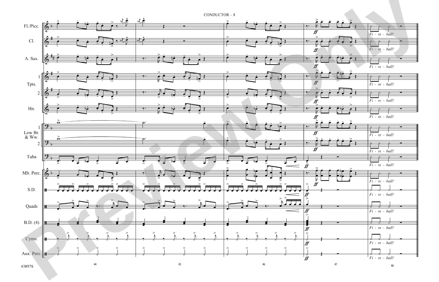 Fireball: Marching Band Conductor Score & Parts