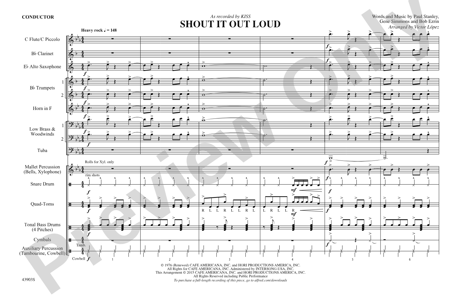 Shout It Out Loud: Marching Band Conductor Score & Parts