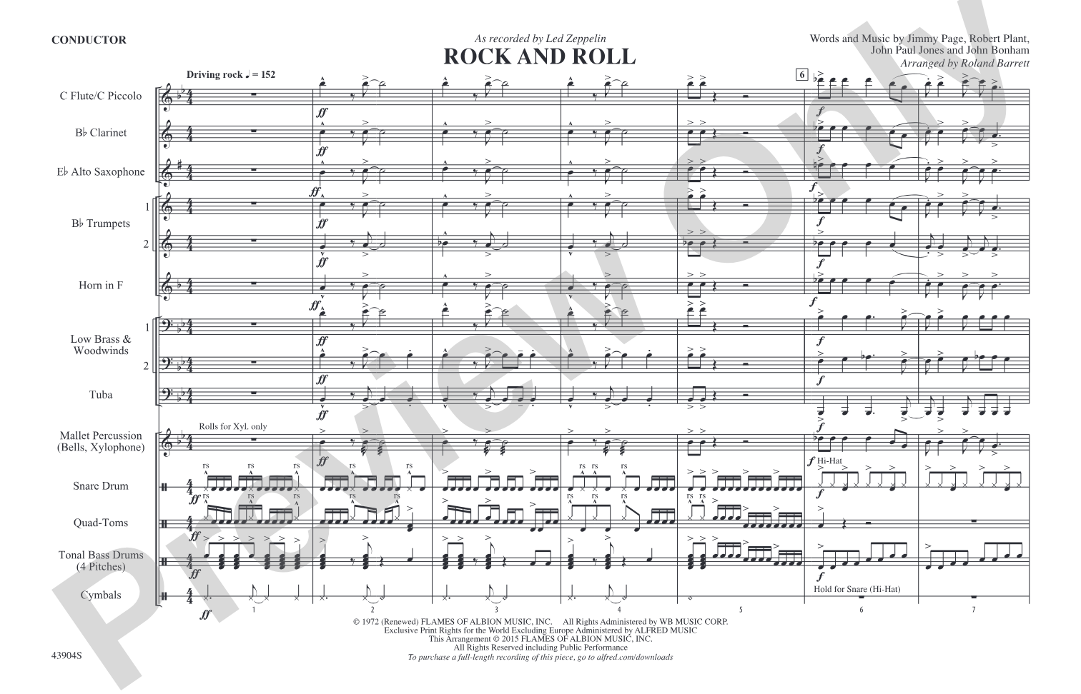 Rock and Roll: Marching Band Conductor Score & Parts