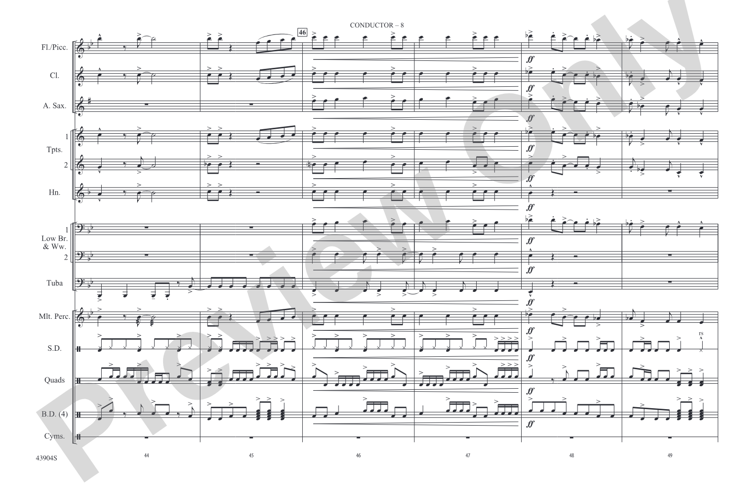 Rock and Roll: Marching Band Conductor Score & Parts